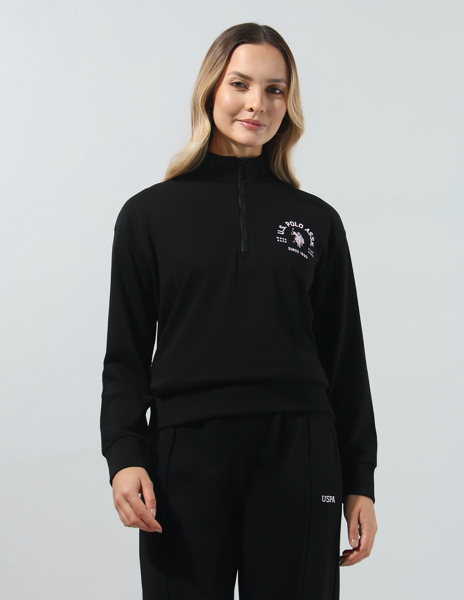 Solid Regular Fit Sweatshirt Black - U.S. Polo Assn. India | Large