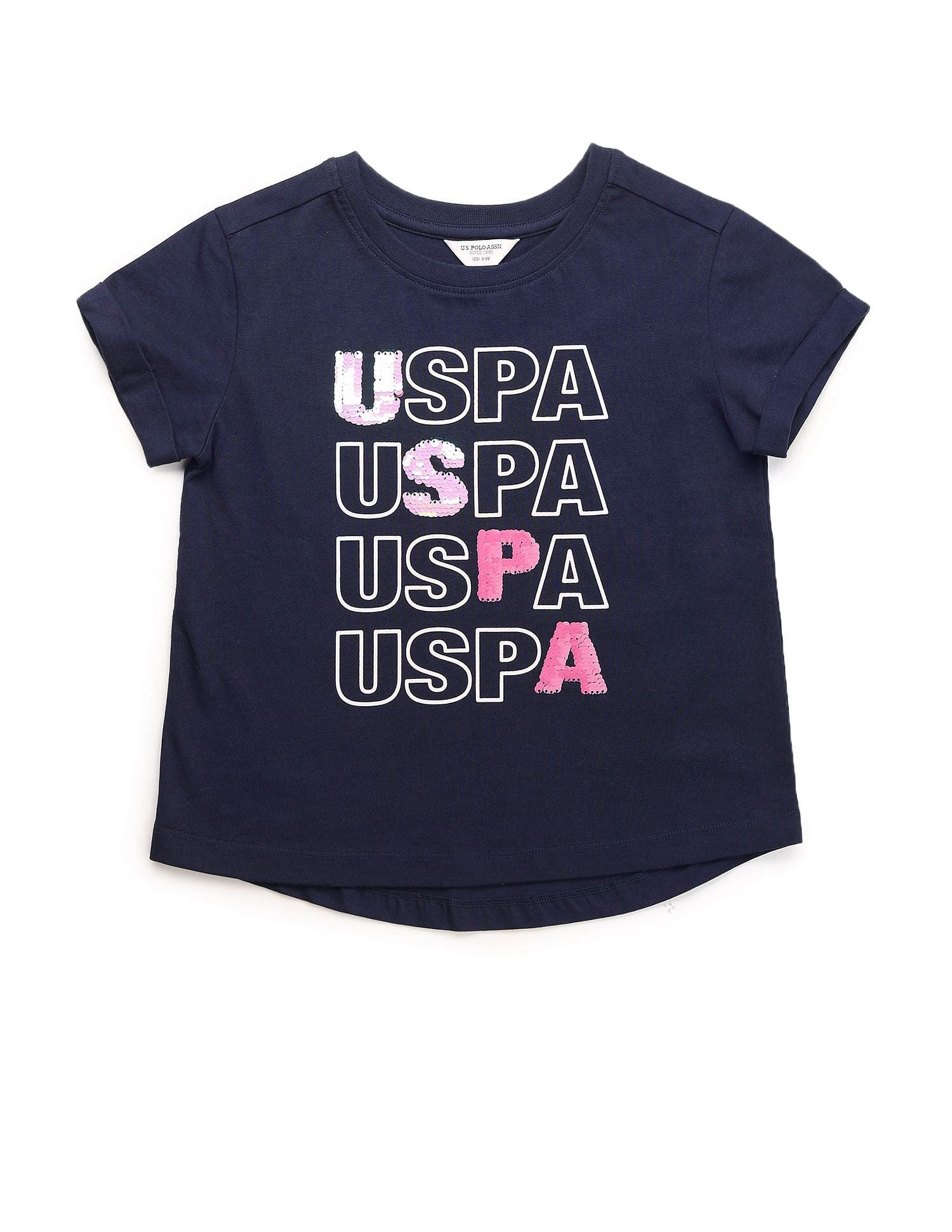Girls Flip Sequins Relaxed Fit  T-Shirt Navy - U.S. POLO ASSN. | Large