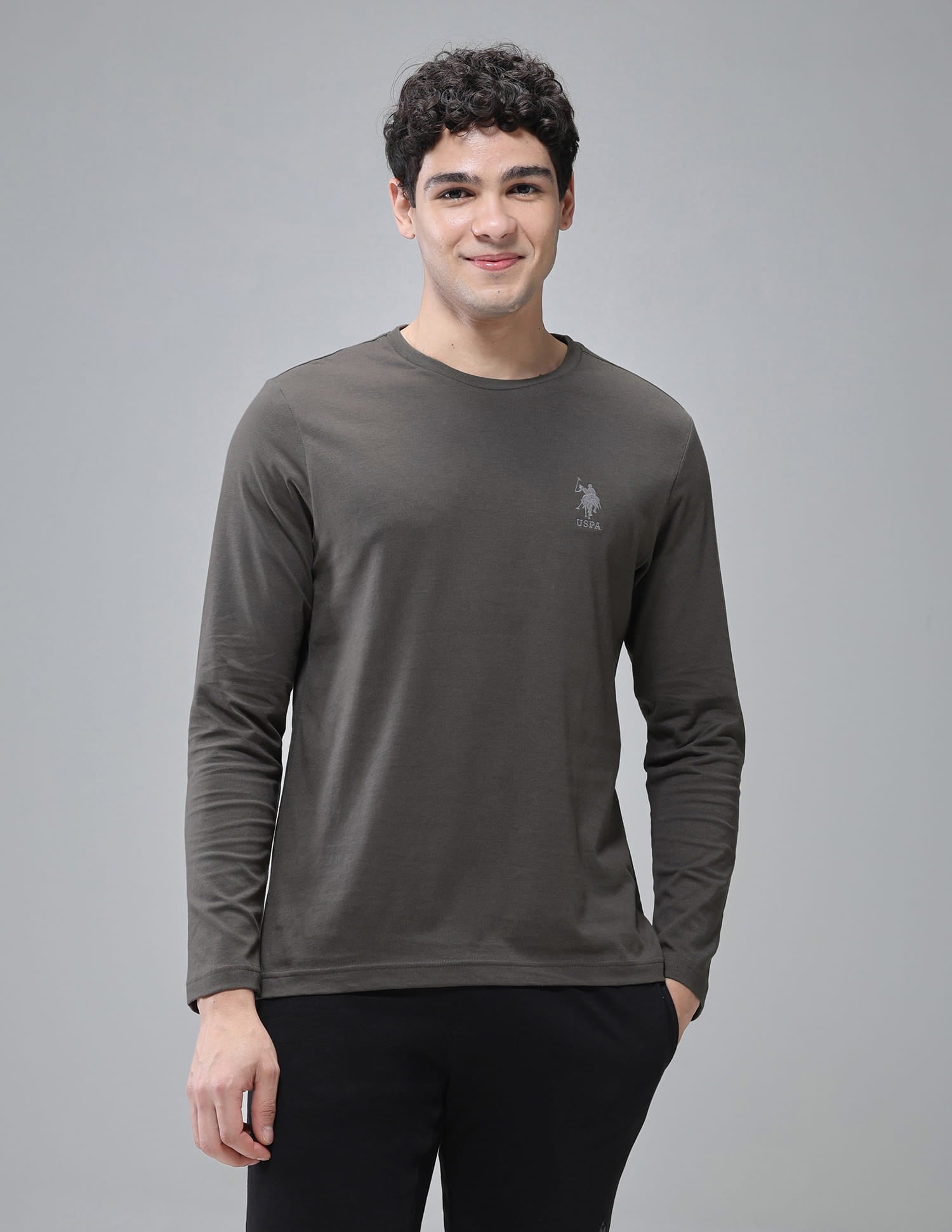 Comfort Fit Solid I693 Lounge T-Shirt - Pack Of 1 Grey - U.S. Polo Assn. India | Large