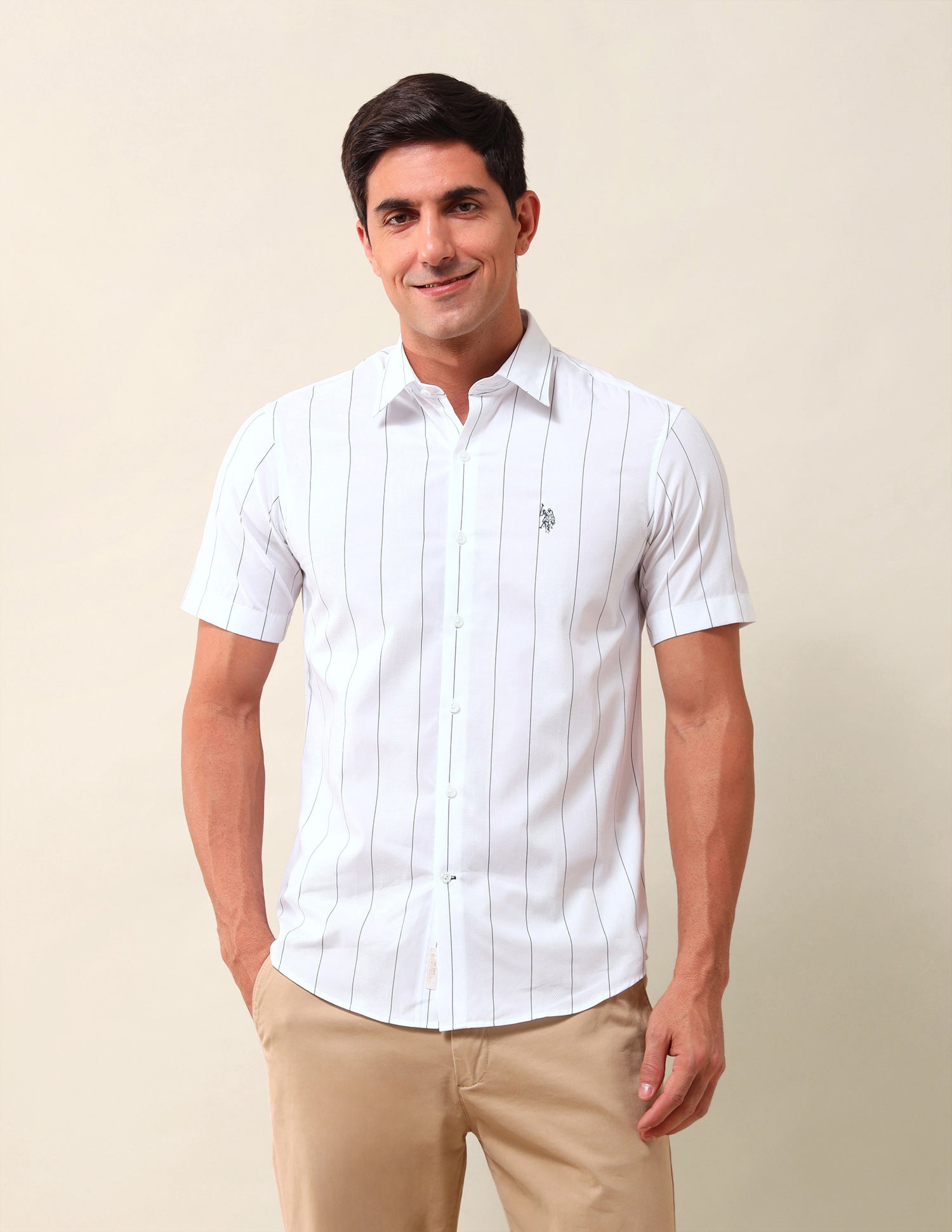 Vertical Striped Regular Fit Shirt White - U.S. Polo Assn. India | Large