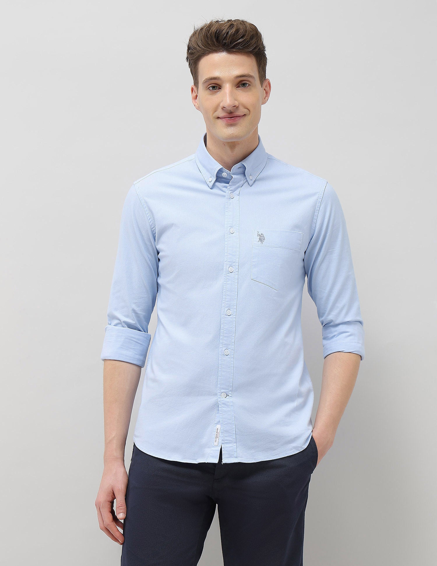 Tailored Fit Oxford Shirt Light Blue - U.S. Polo Assn. India | Large