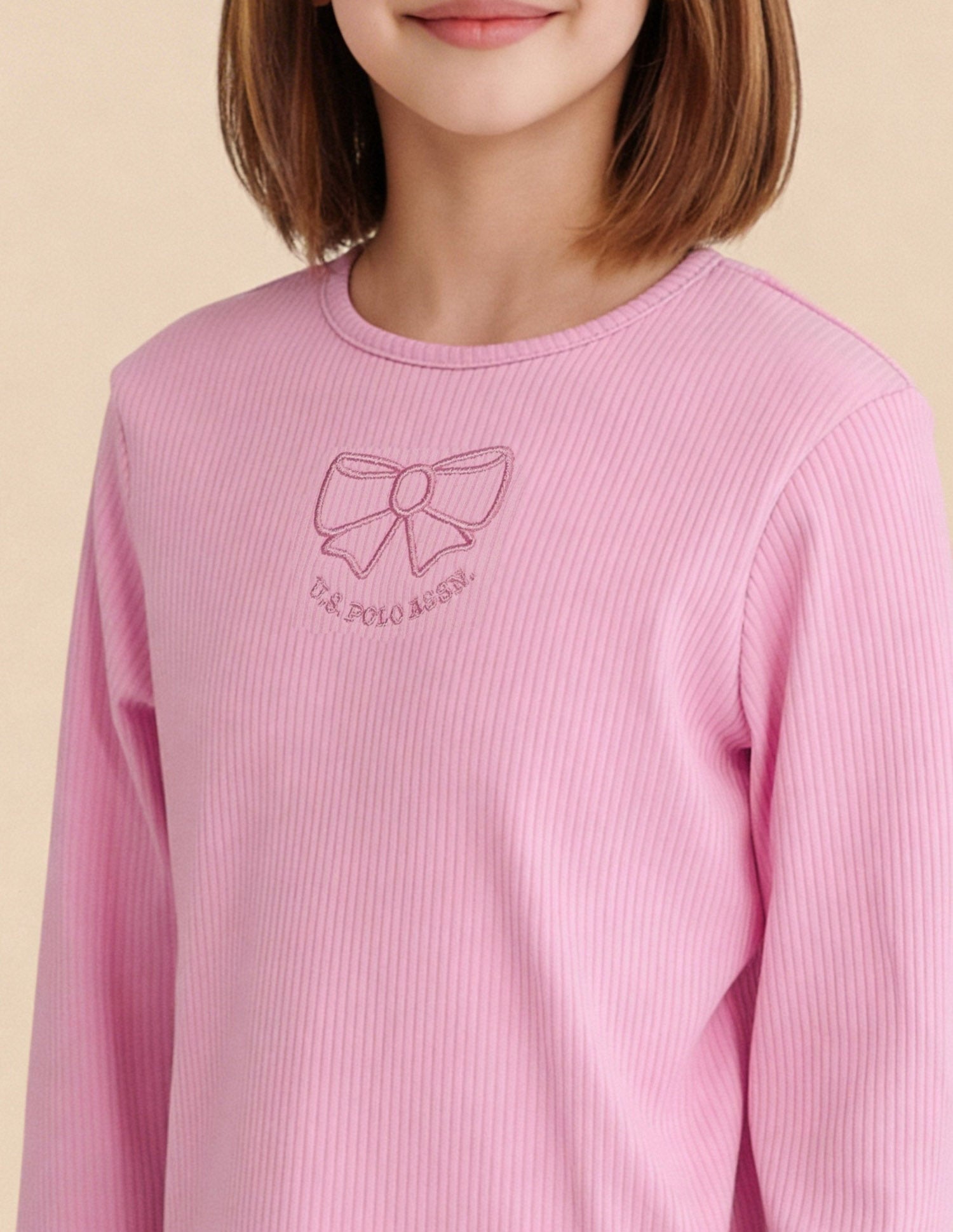 Textured Vertical Striped T-Shirt Light Pink - U.S. Polo Assn. India | Large