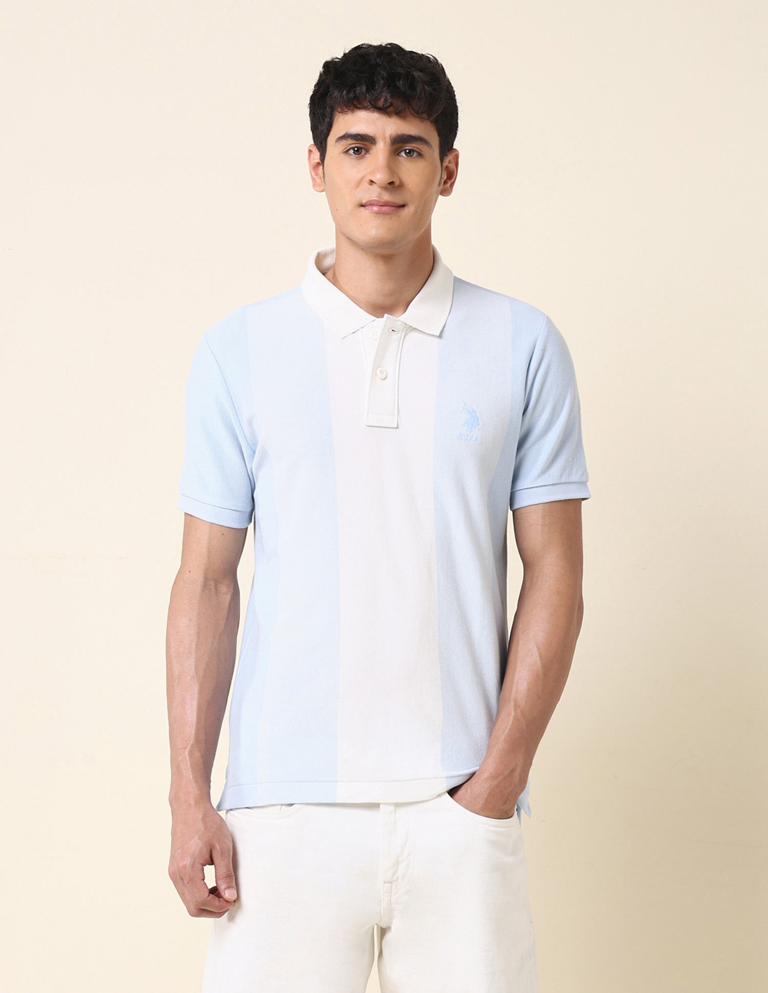 Colourblocked Classic Polo Shirt Light Blue - U.S. POLO ASSN. | Large