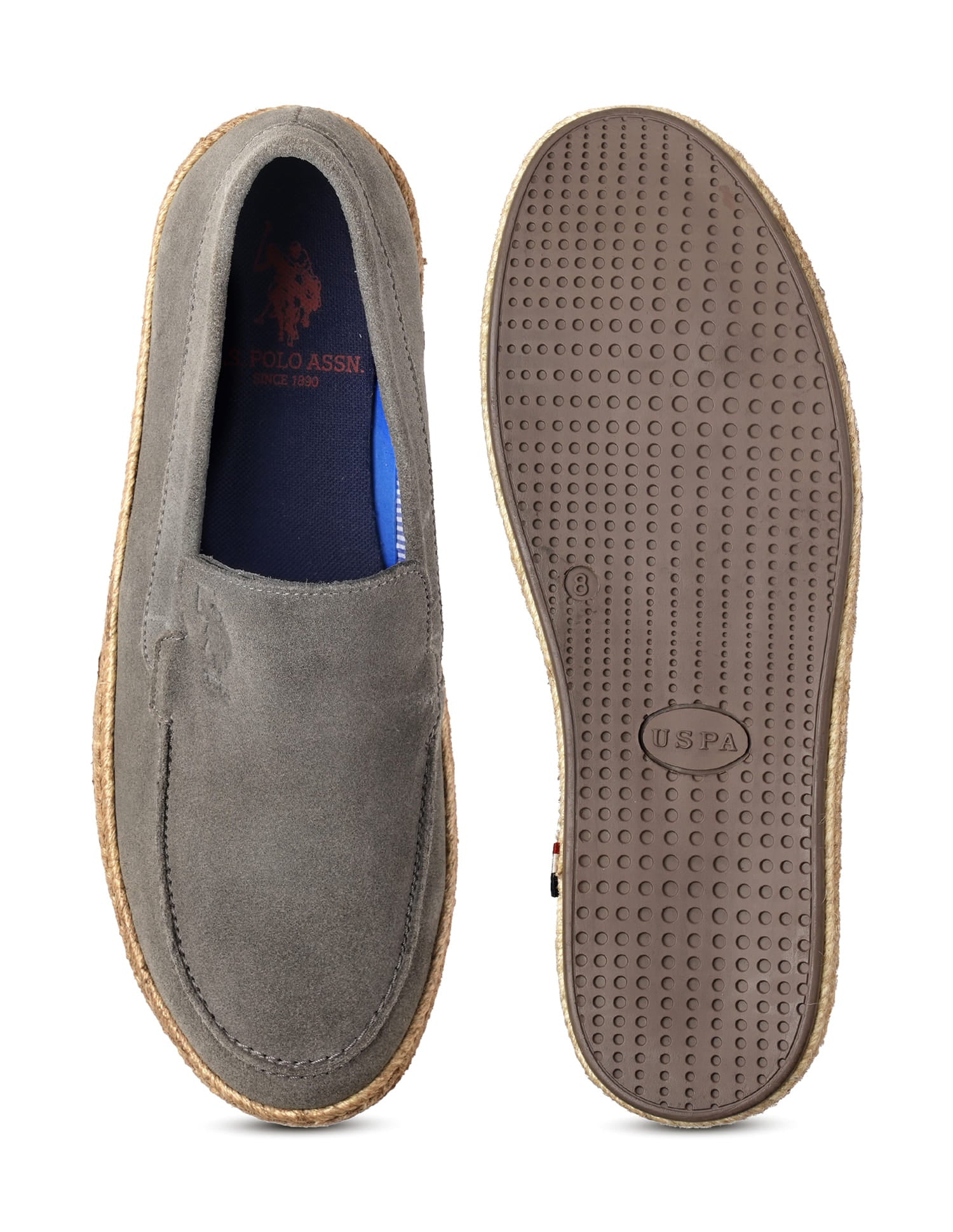 Mens Oudi Suede Slip-On Shoes Grey - U.S. Polo Assn. India | Large