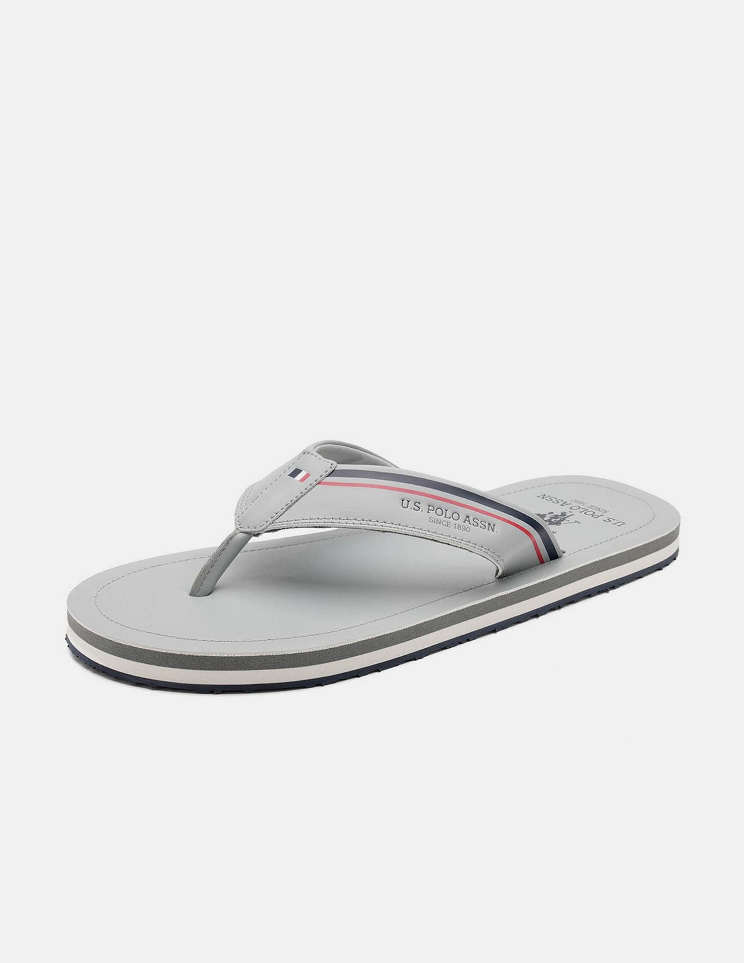 Men Nesta Striped Flip Flops Light Grey - U.S. POLO ASSN. | Large