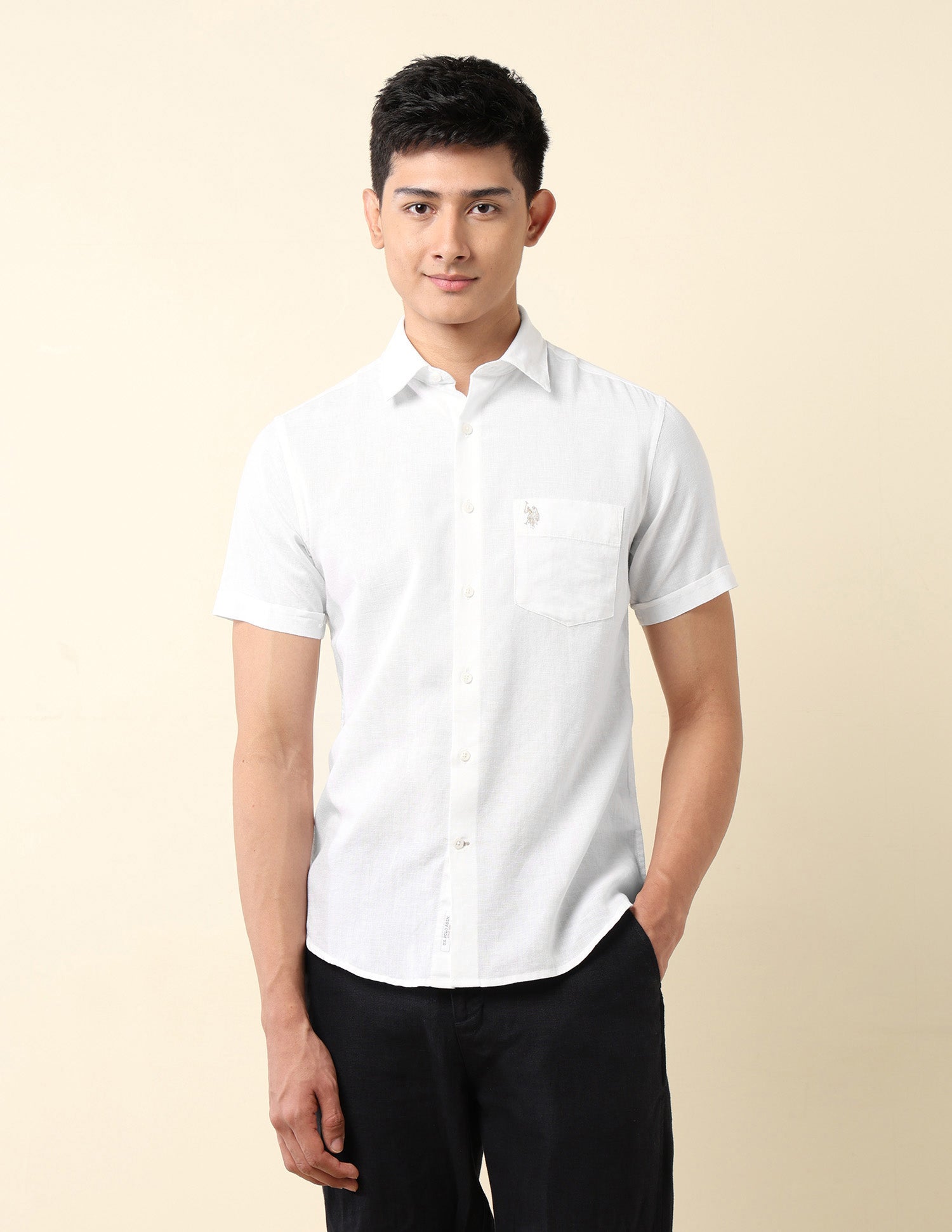 Tailored Fit Solid Shirt White - U.S. Polo Assn. India | Large