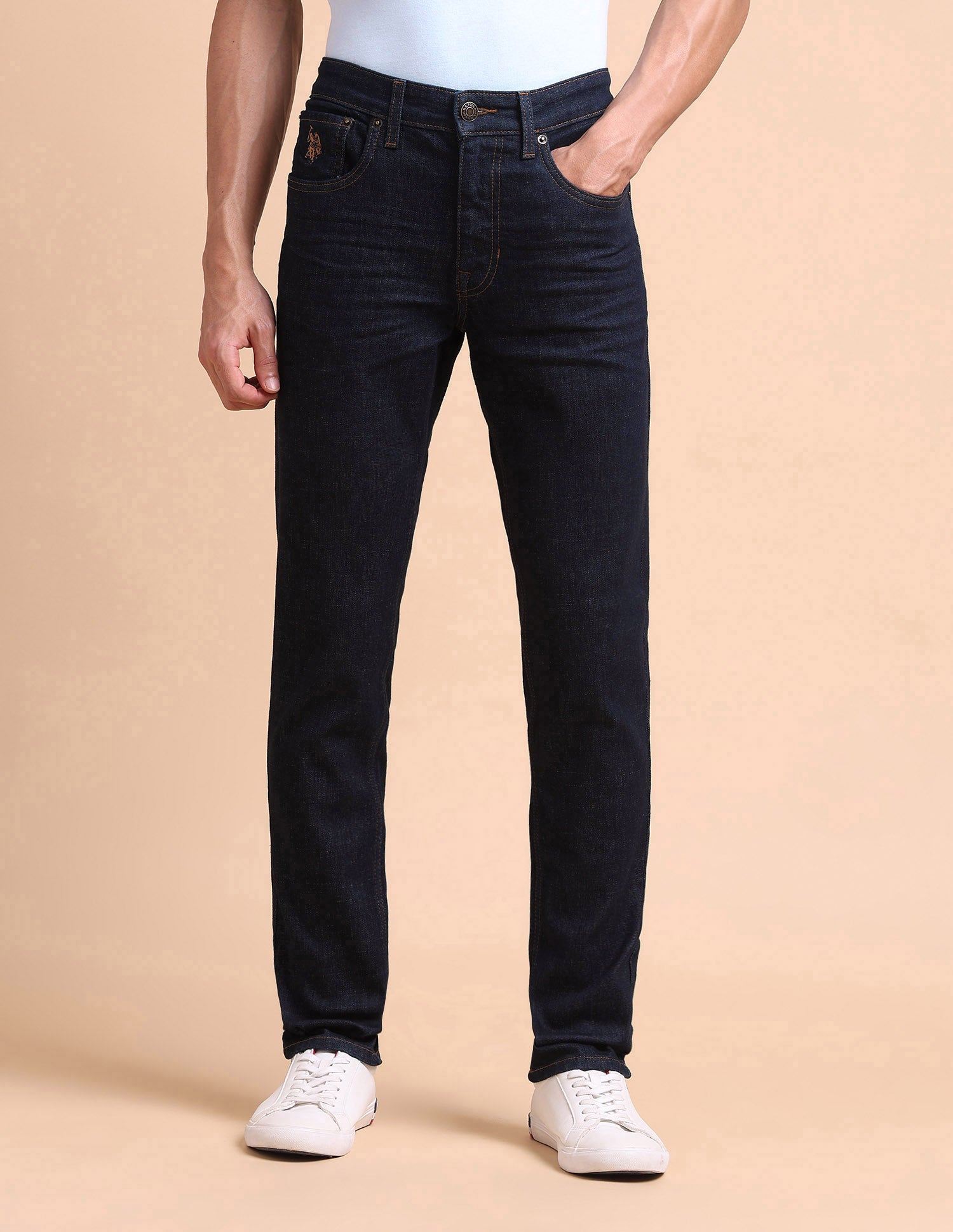 Brandon Slim Tapered Fit Blue Jeans Dark Blue - U.S. POLO ASSN. | Large