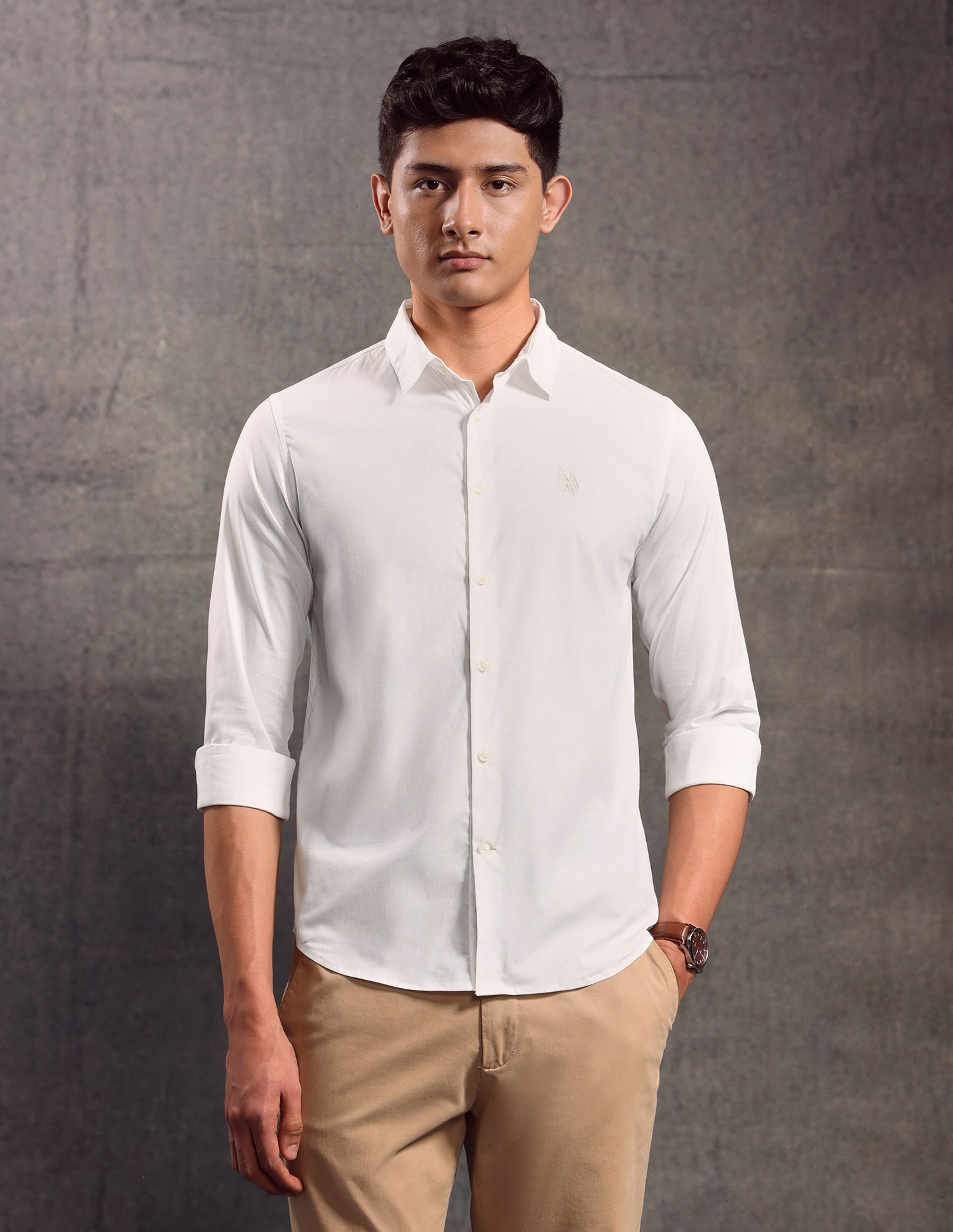 Poplin Slim Fit Shirt White - U.S. POLO ASSN. | Large