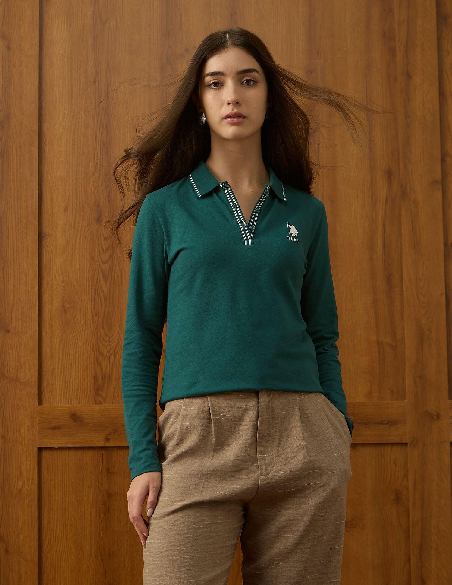 Regular Fit Solid Polo Shirt Dk. Green - U.S. POLO ASSN. | Large