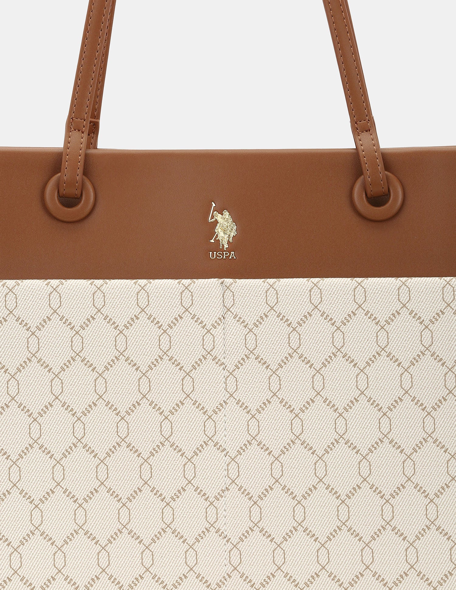 Women Bria Tote Bag with Monogram Print Beige - U.S. POLO ASSN. | Large