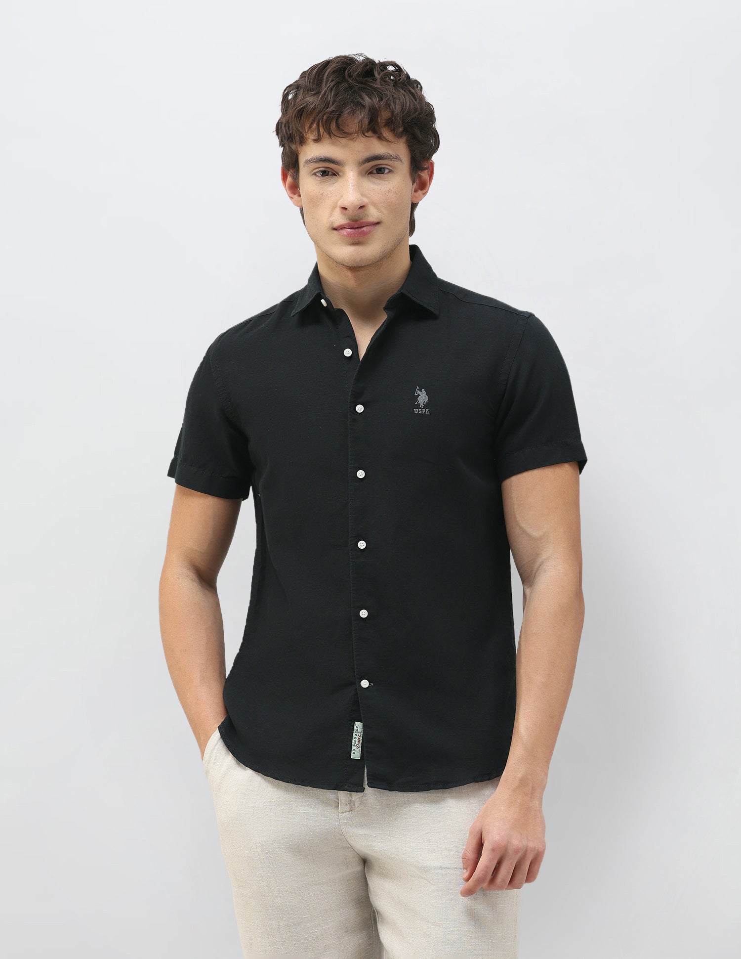Motel On The Coast Regular Fit Shirt Black - U.S. Polo Assn. India | Large