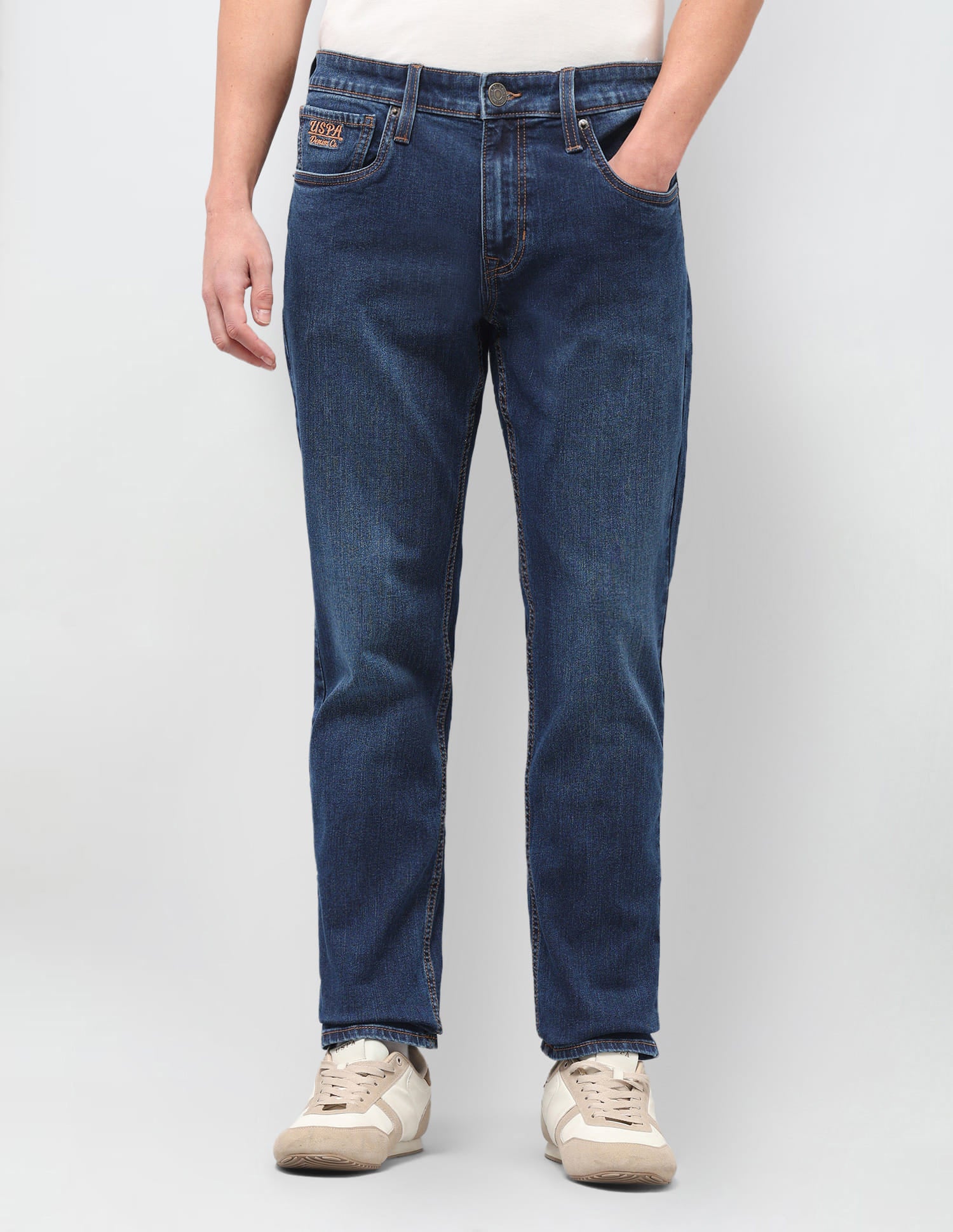 Solid Slim Fit Jeans Blue - U.S. Polo Assn. India | Large