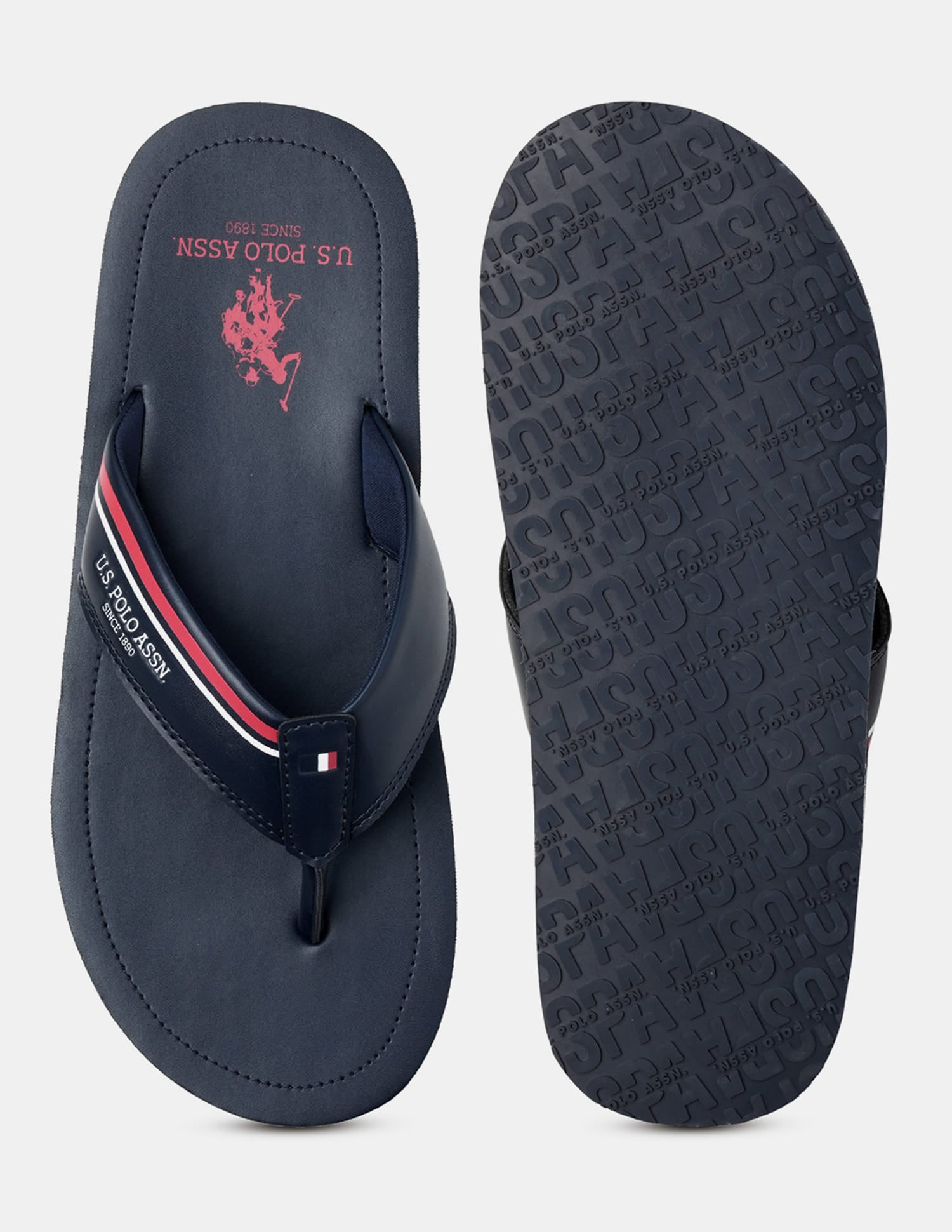 Men Nesta Striped Flip Flops Navy - U.S. Polo Assn. India | Large