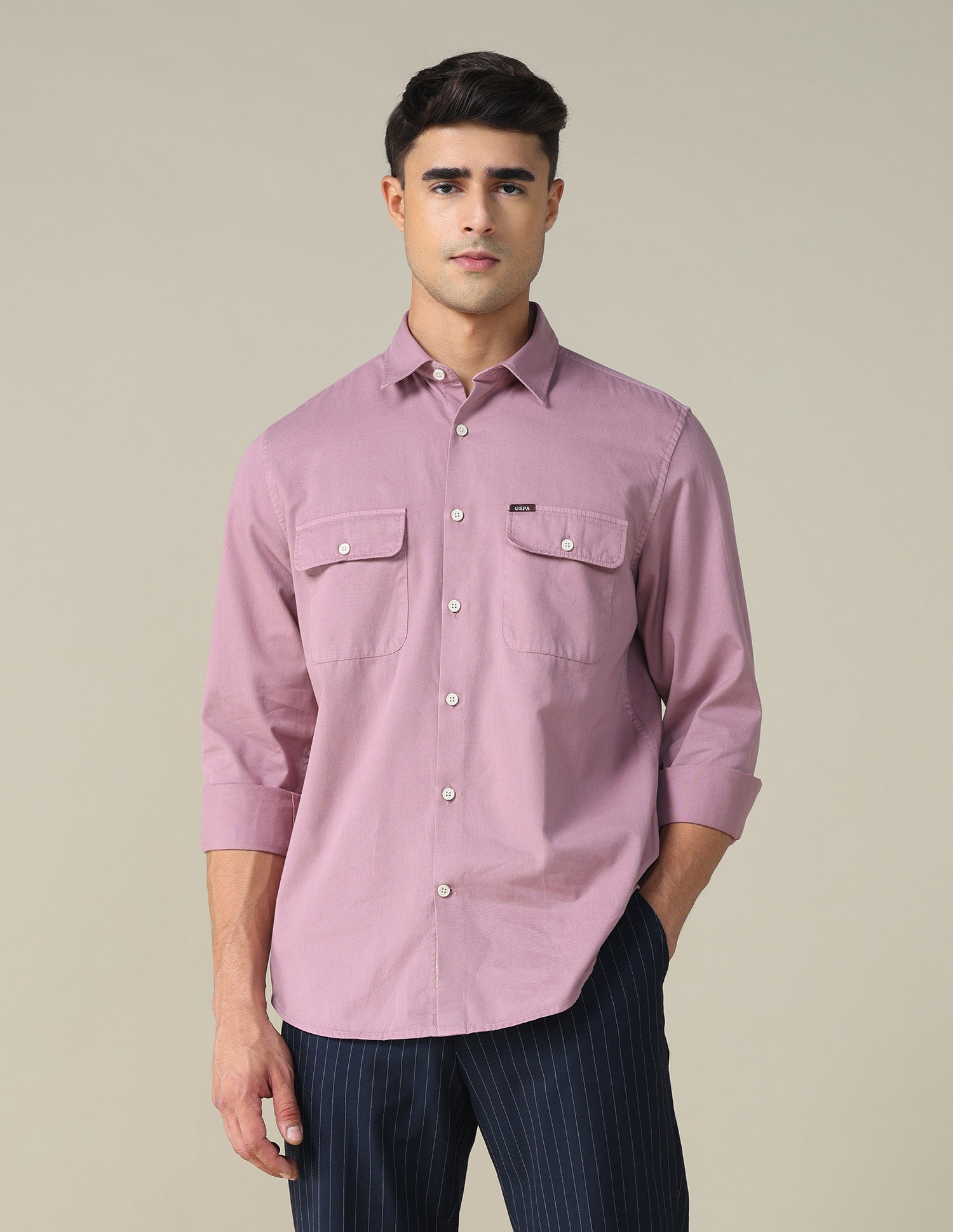 Twill Relaxed Fit Shirt Pink - U.S. POLO ASSN. | Large