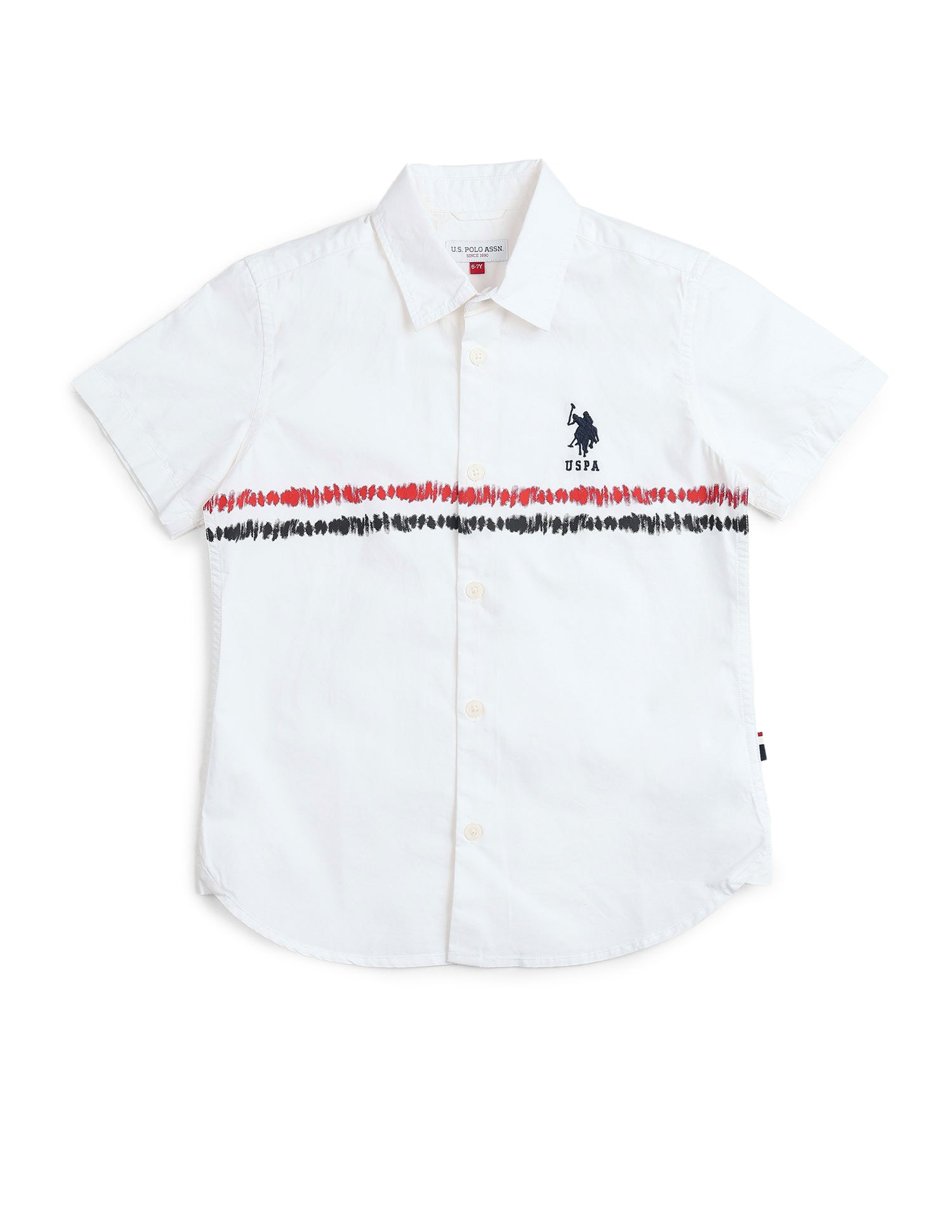 Boys Abstract Printed Regular Fit Shirt White - U.S. POLO ASSN. | Large