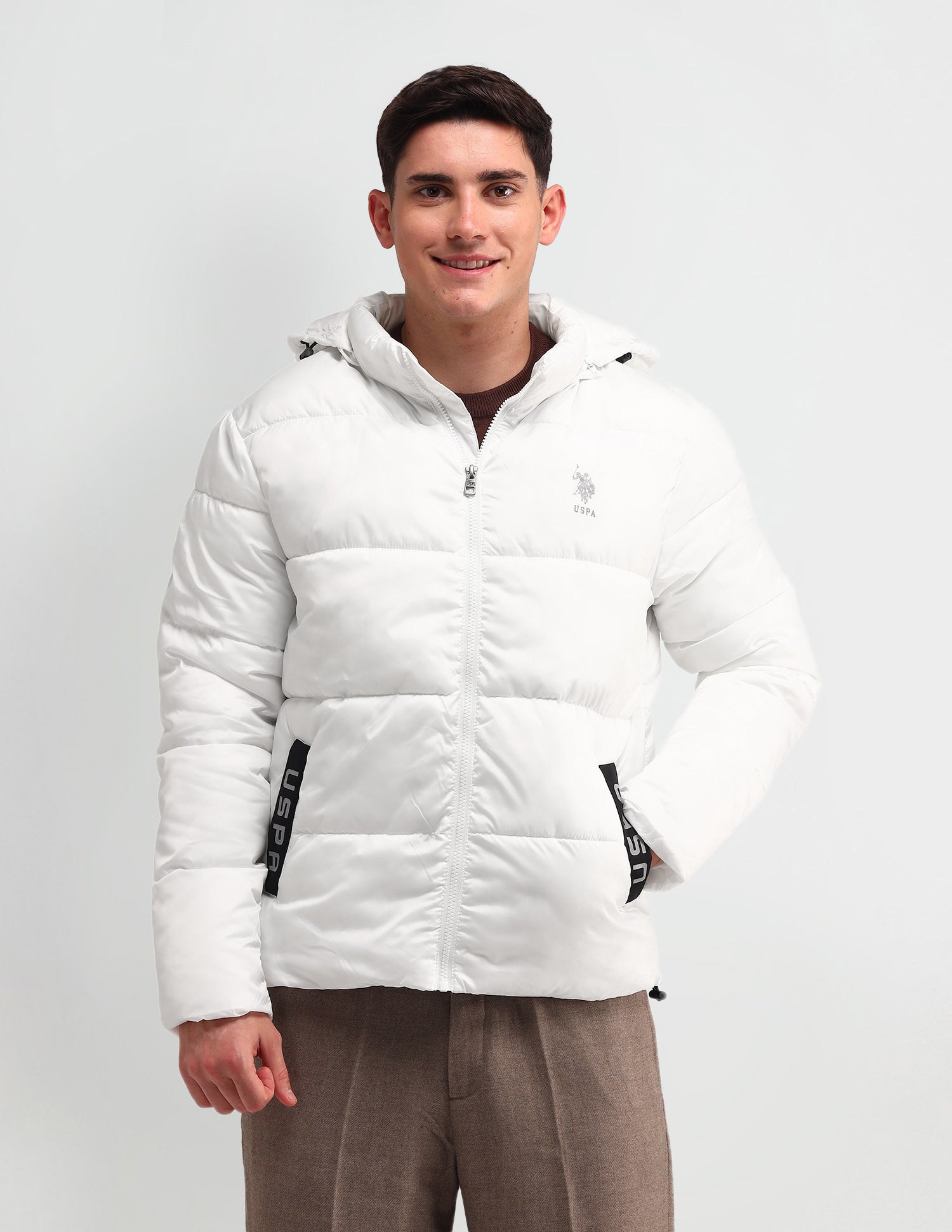 Solid Hooded Puffer Jacket White - U.S. POLO ASSN. | Large