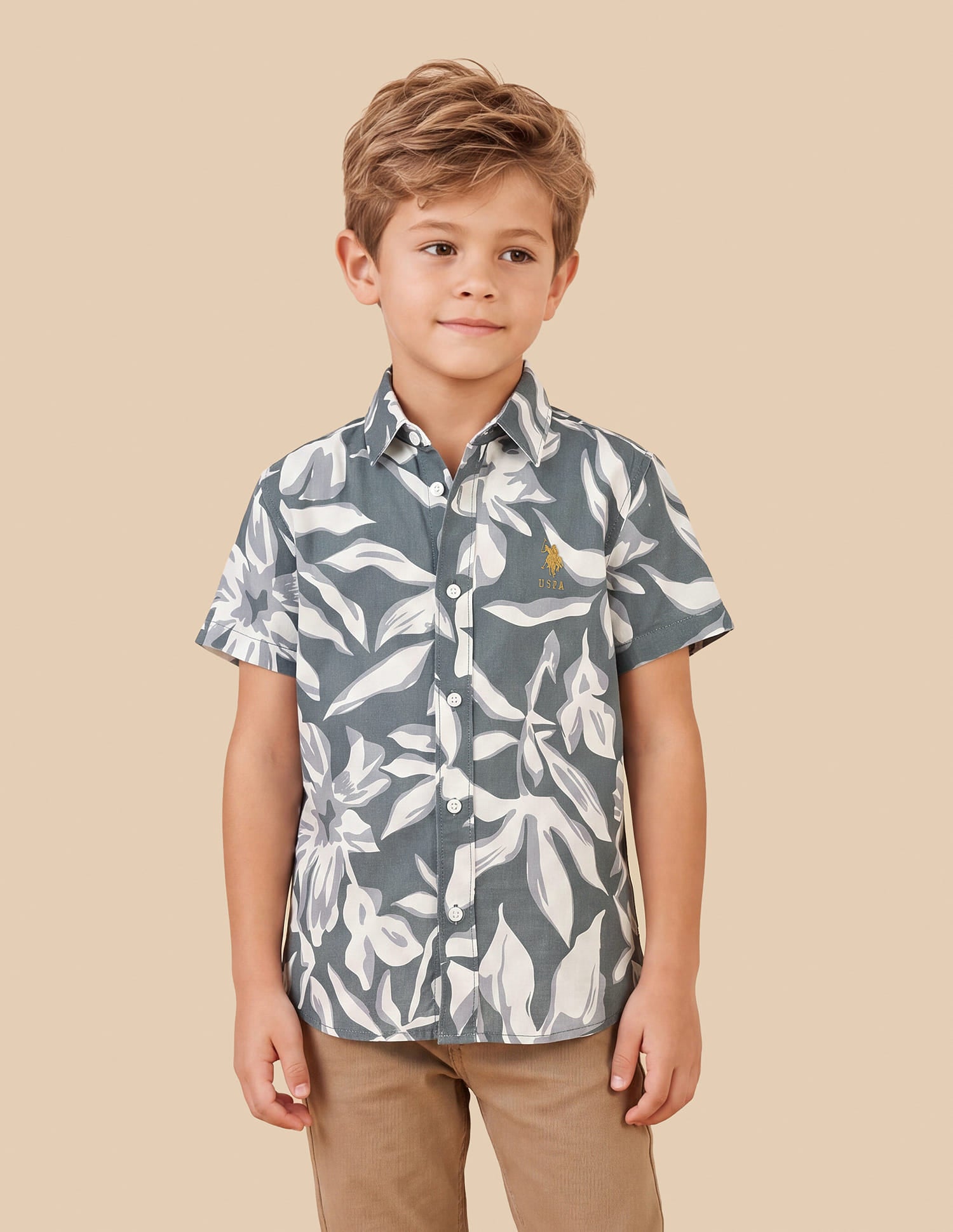 Tropical Printed Regular Fit Shirt Green - U.S. Polo Assn. India | Large