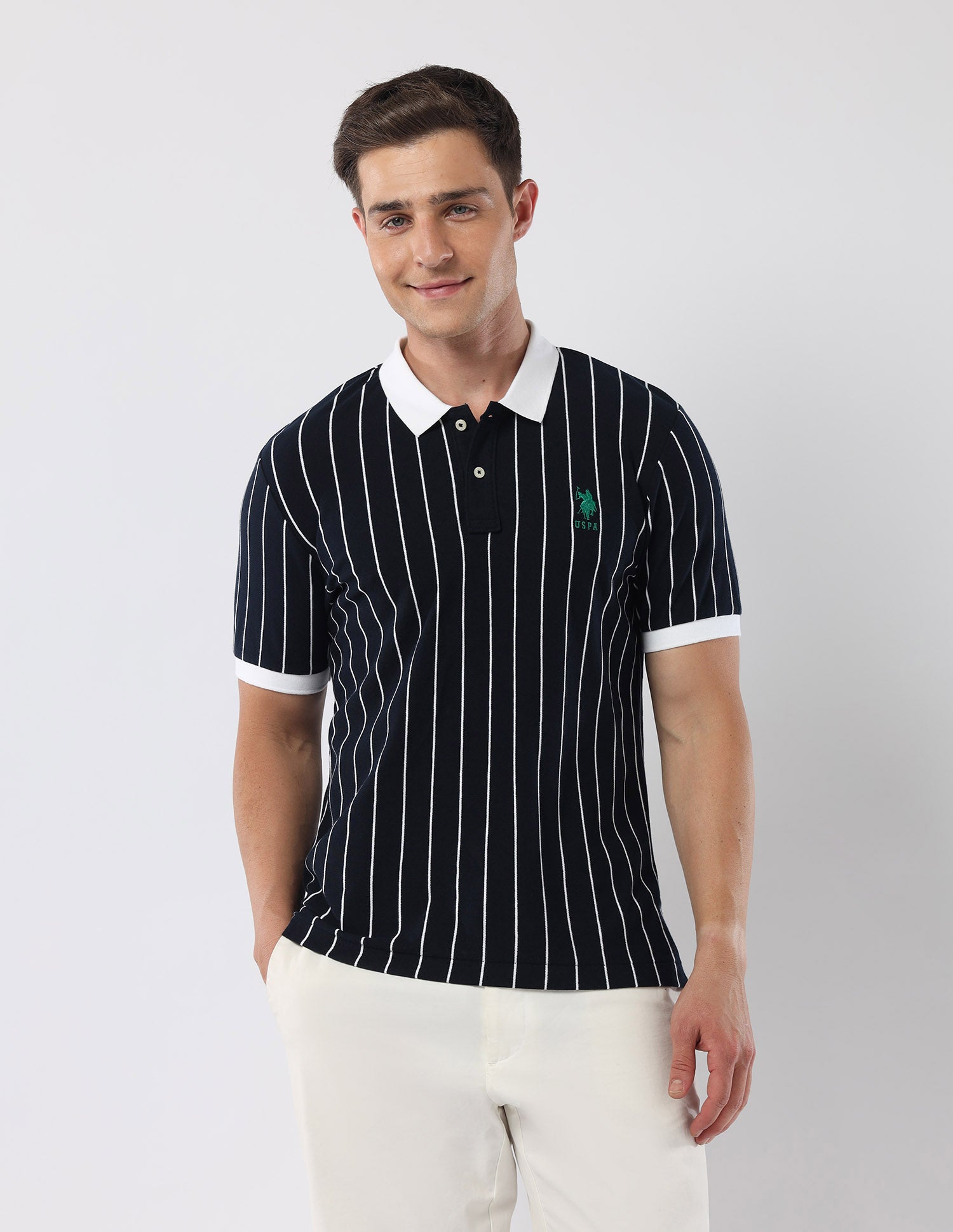 Vertical Striped 135 Anniversary Polo Shirt Navy - U.S. Polo Assn. India | Large