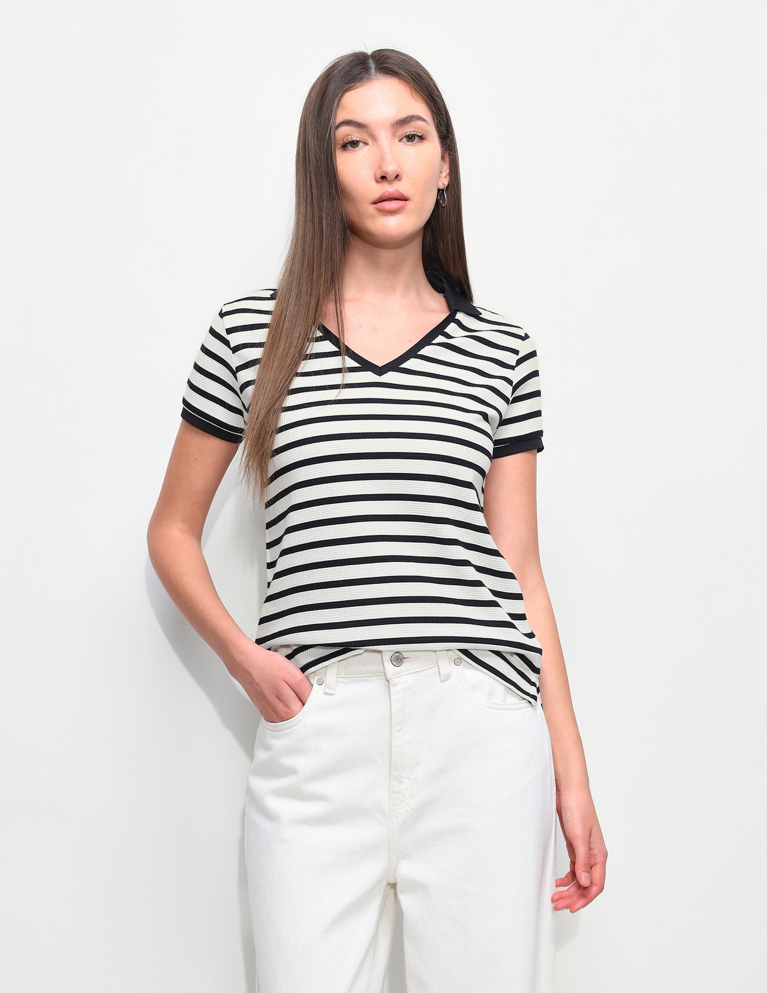 Self Design Horizontal Striped Regular Fit T-Shirt Multicolour - U.S. Polo Assn. India | Large