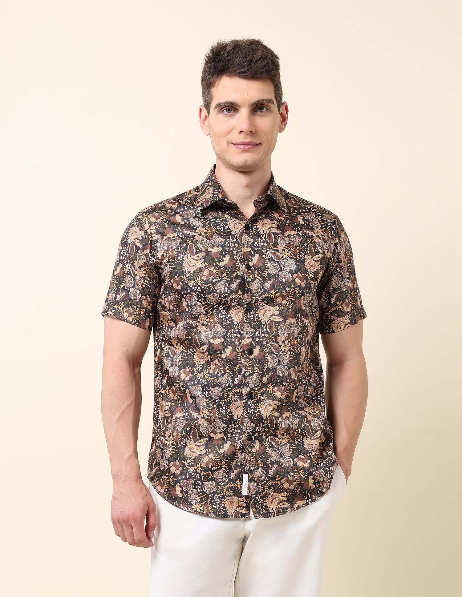 All-Over Printed Satin Shirt Brown - U.S. Polo Assn. India | Large