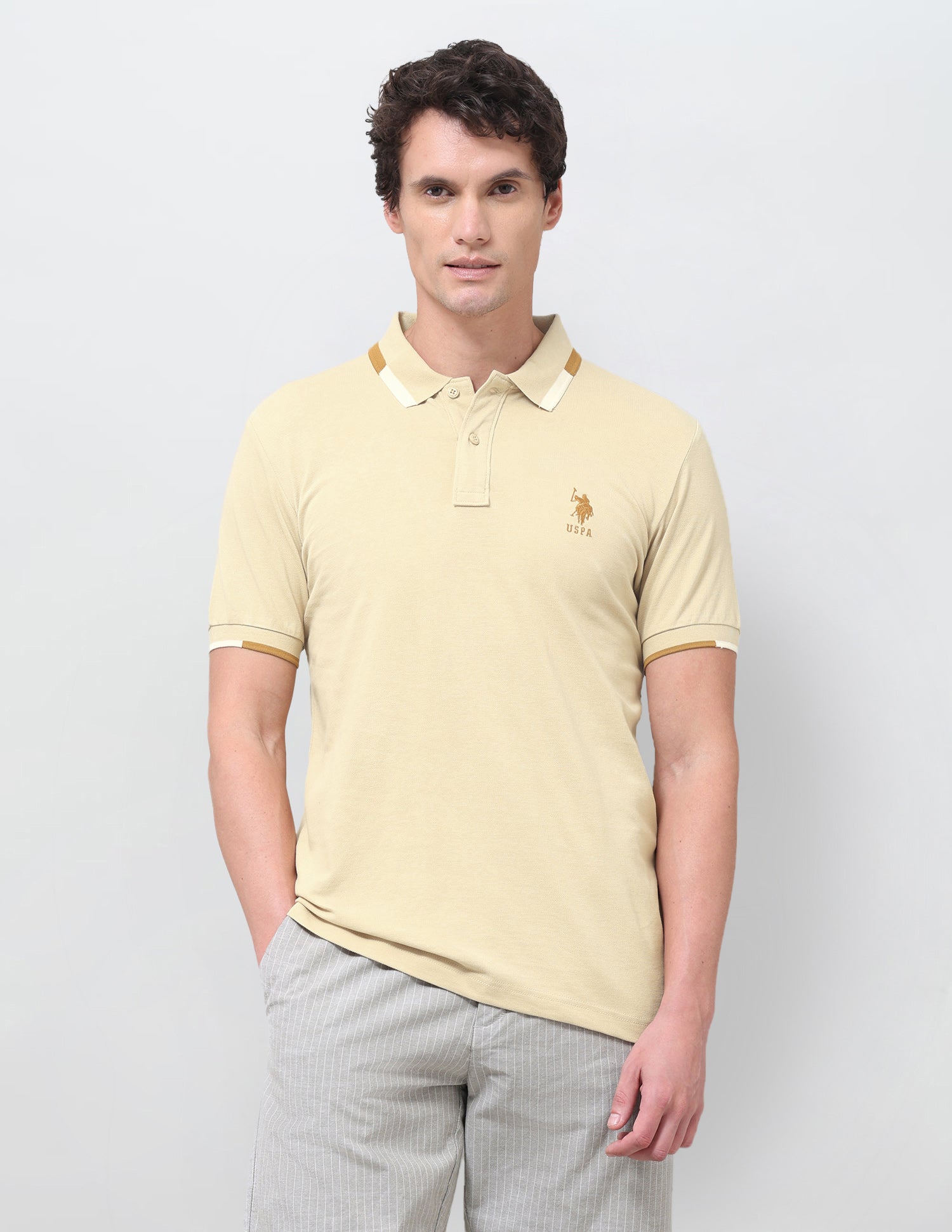 Solid Regular Fit Polo Shirt Yellow - U.S. Polo Assn. India | Large
