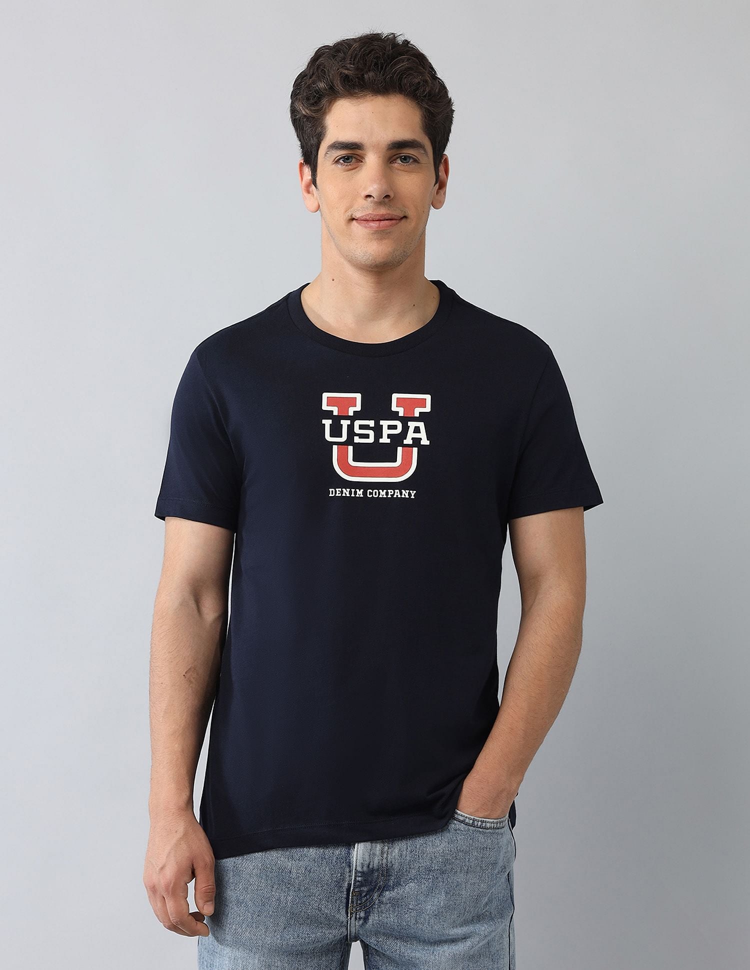 Muscle Fit Brand Printed T-Shirt Navy - U.S. Polo Assn. India | Large