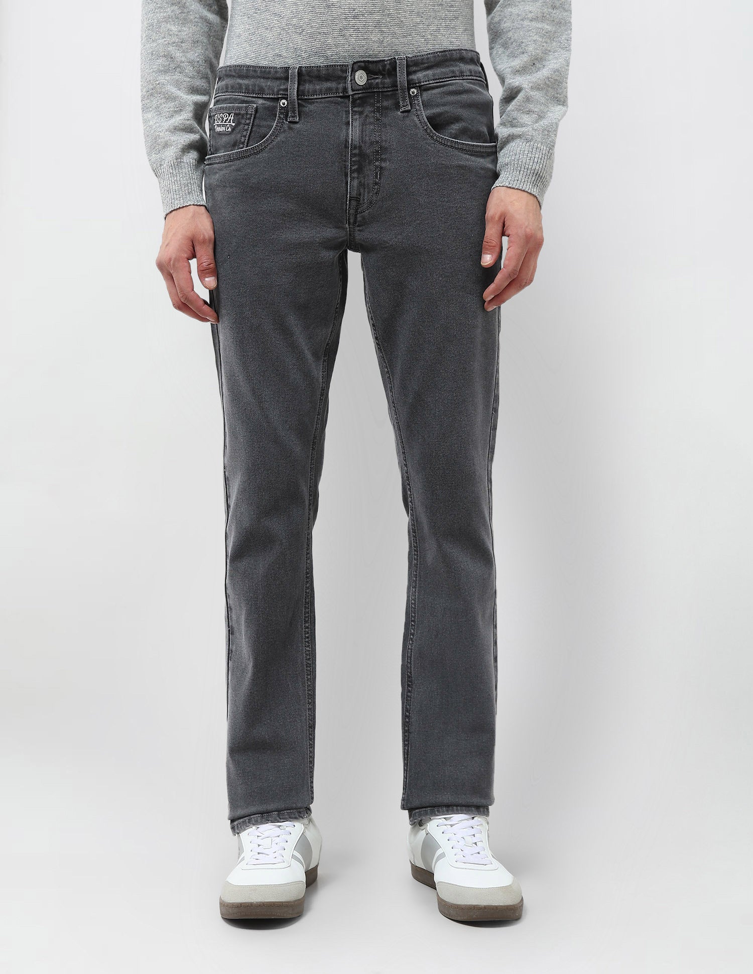 Regallo Skinny Fit Mid Rise Jeans Mid Grey - U.S. Polo Assn. India | Large