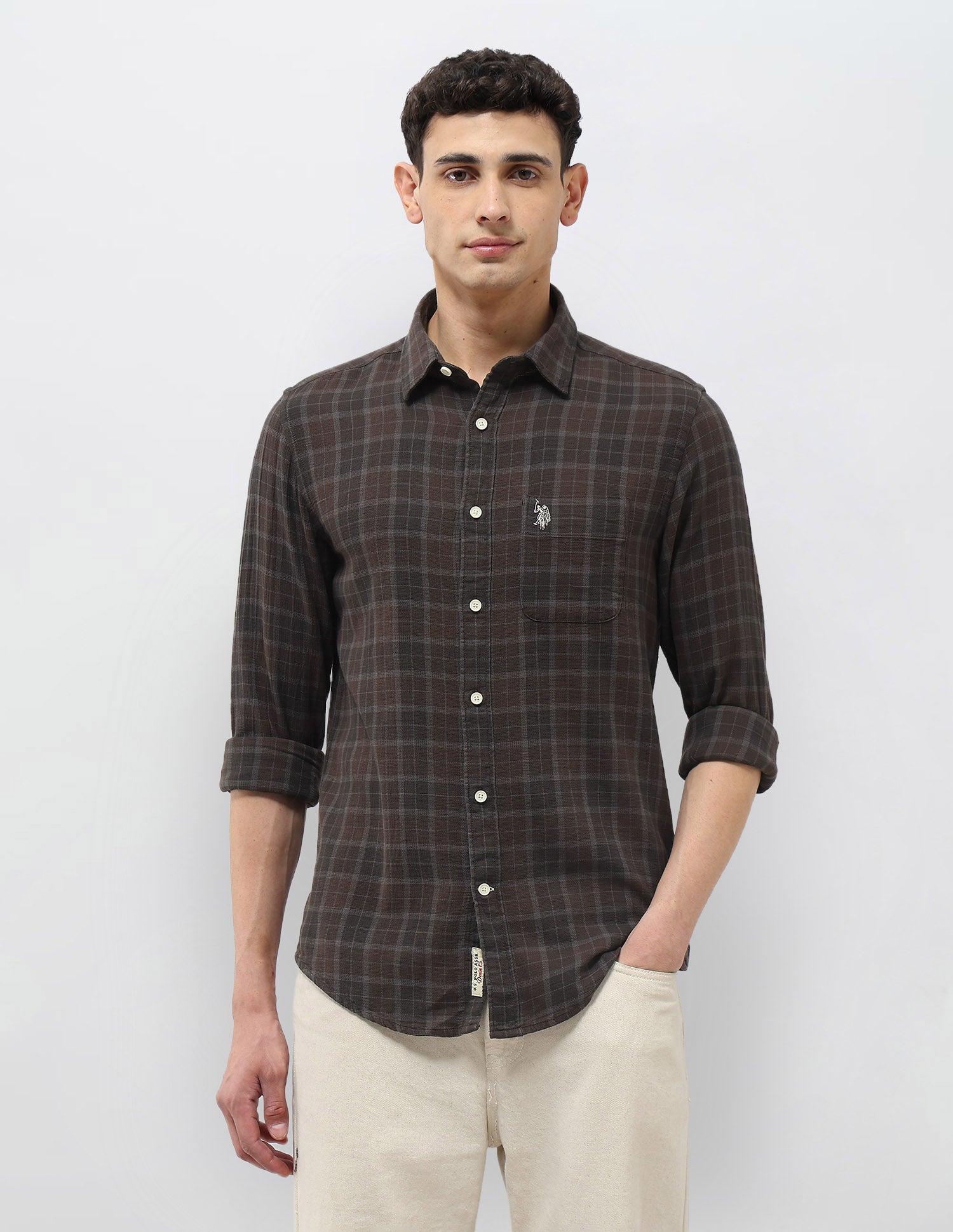 Tartan Checked Dobby Shirt Choco - U.S. Polo Assn. India | Large