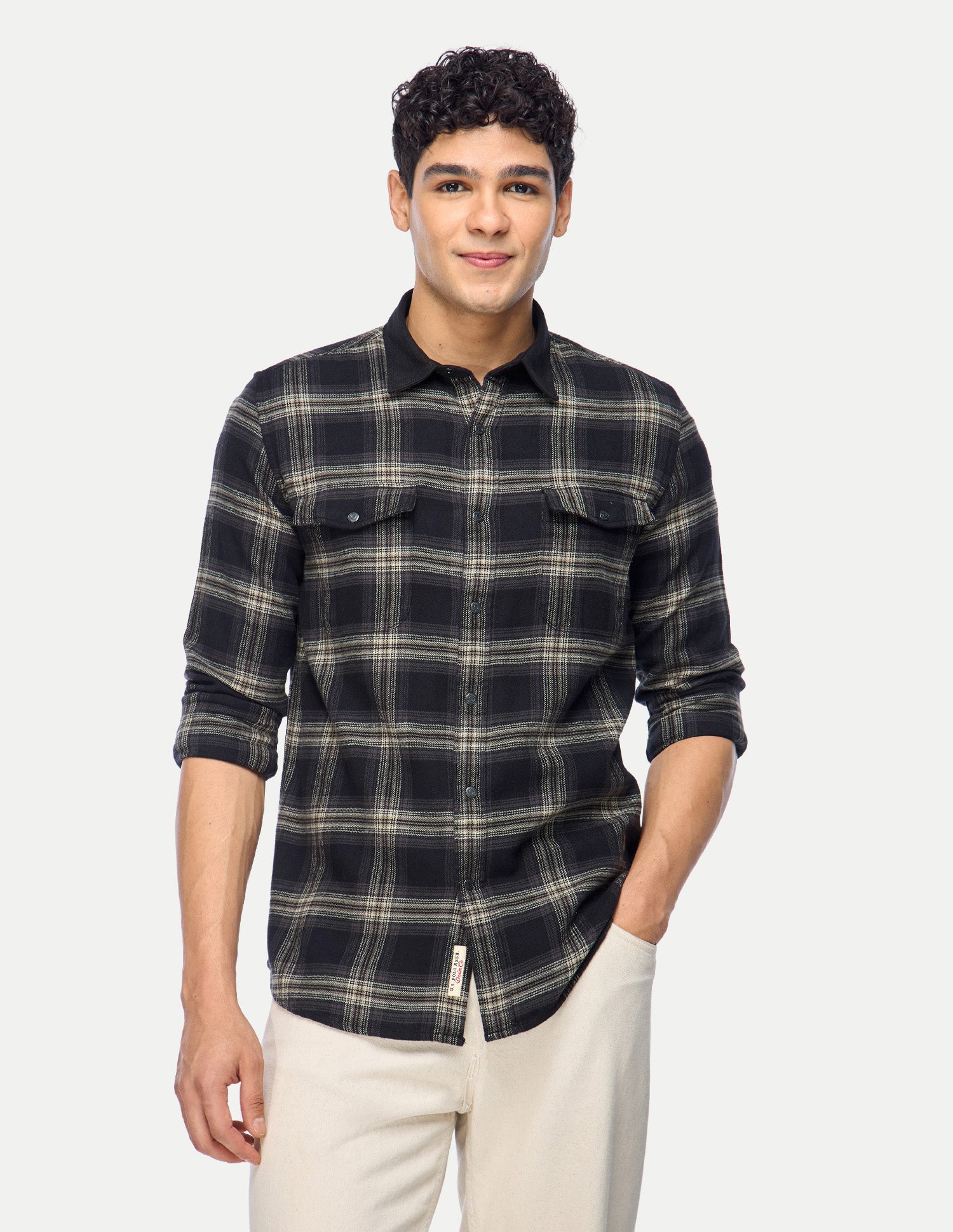 Plaid Checked Twill Shirt Black - U.S. Polo Assn. India | Large