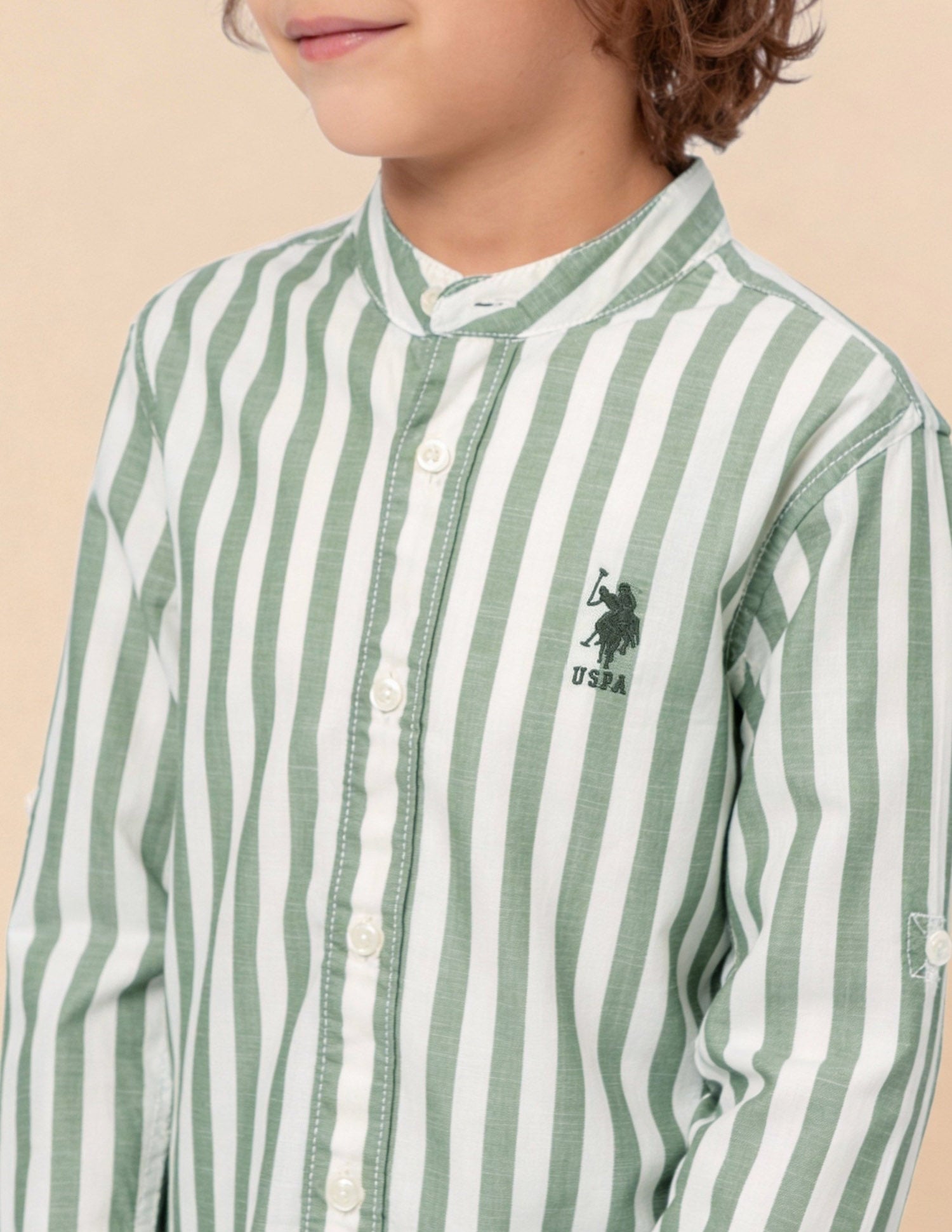 Vertical Striped Regular Fit Shirt Green - U.S. Polo Assn. India | Large