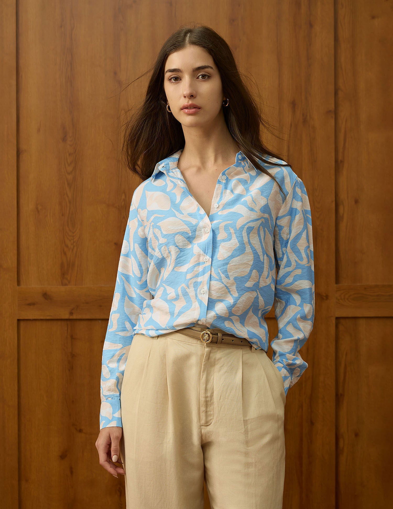 Relaxed Fit Abstract Printed Shirt Light Blue - U.S. POLO ASSN. | Large