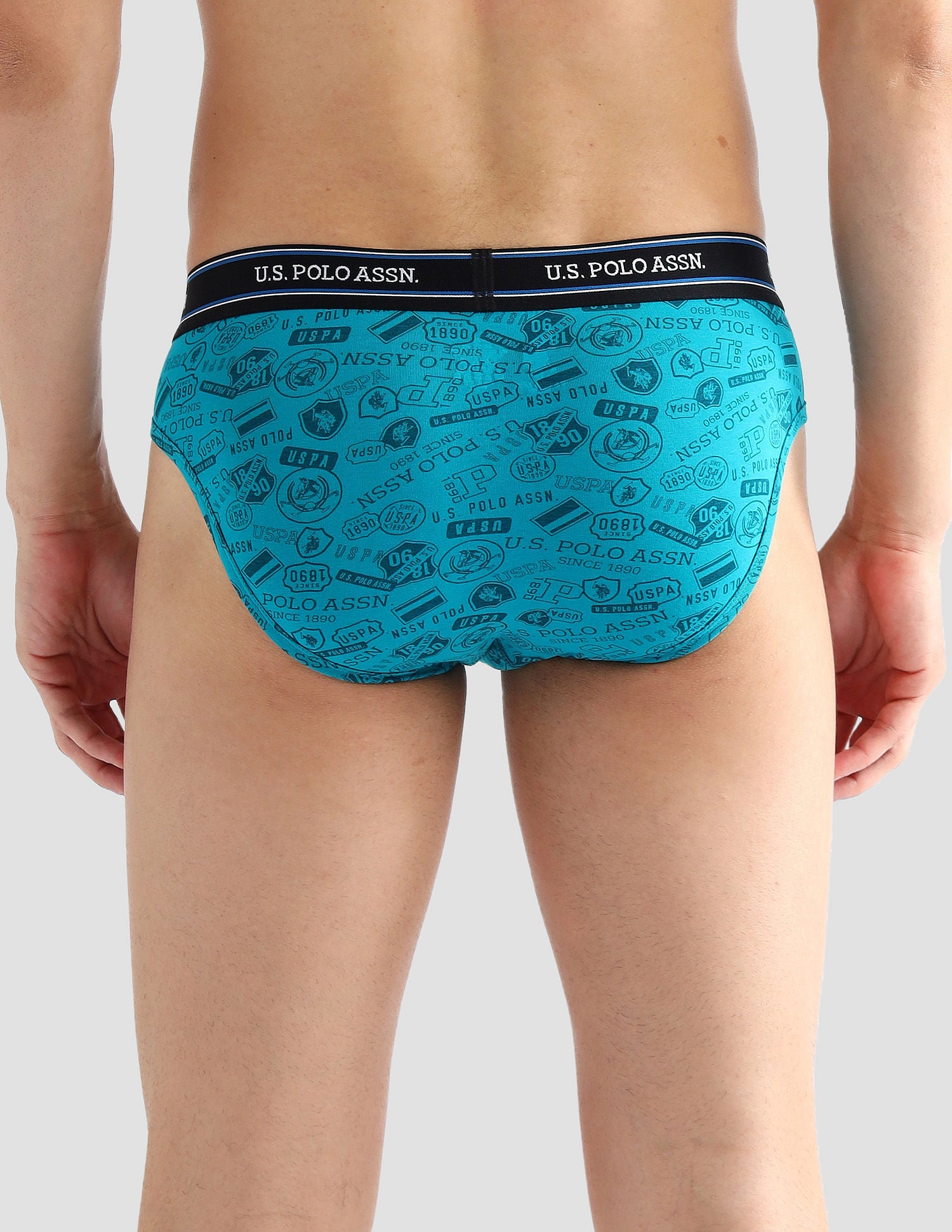 Elasticized Waist Printed I615 Briefs - Pack Of 2 Black and Tile Blue - U.S. POLO ASSN. | Large