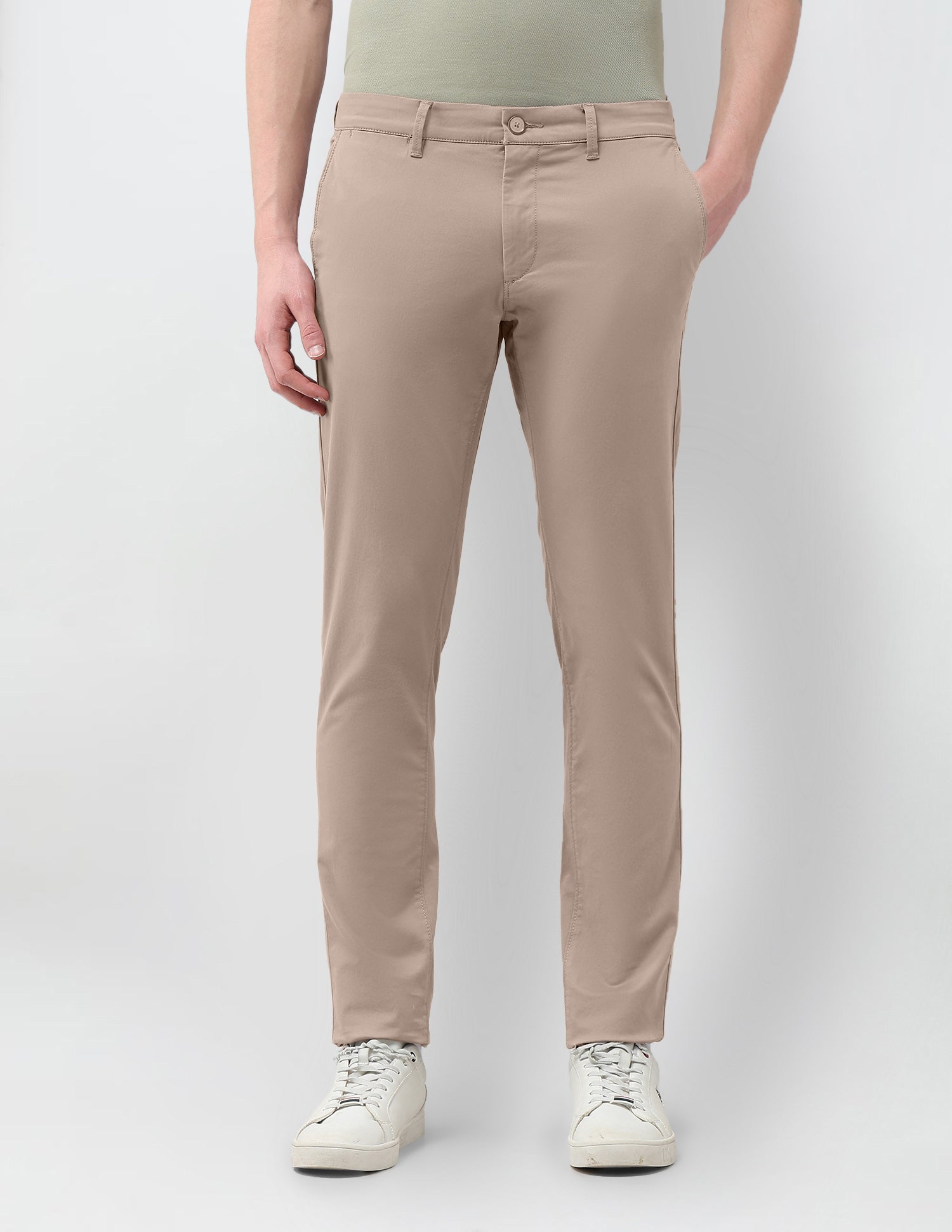 Denver Slim Fit Satin Trousers Taupe Grey - U.S. Polo Assn. India | Large