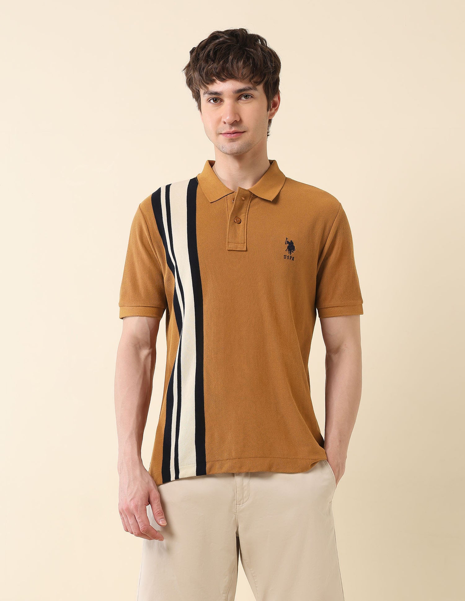 Colourblocked Classic Polo Shirt Brown - U.S. POLO ASSN. | Large