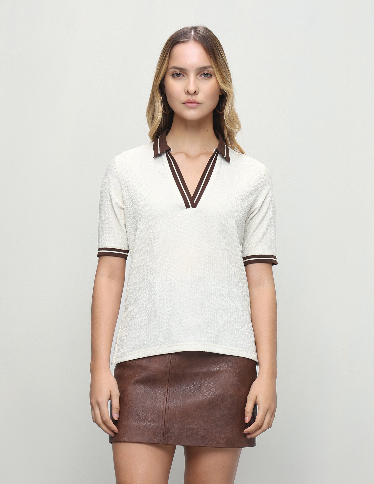 Textured Regular Fit Polo Shirt Off White - U.S. Polo Assn. India | Large