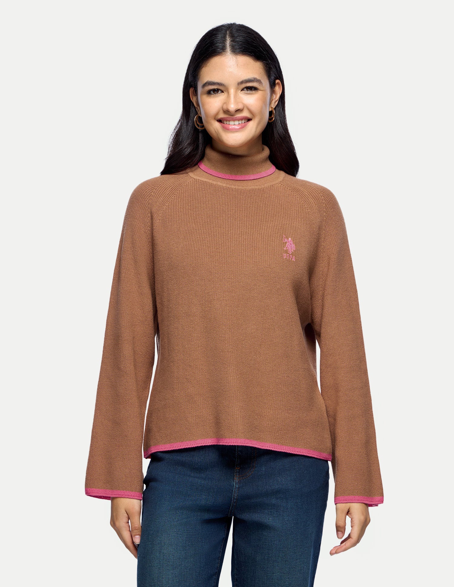 Solid Relaxed Fit Sweater Brown - U.S. Polo Assn. India | Large