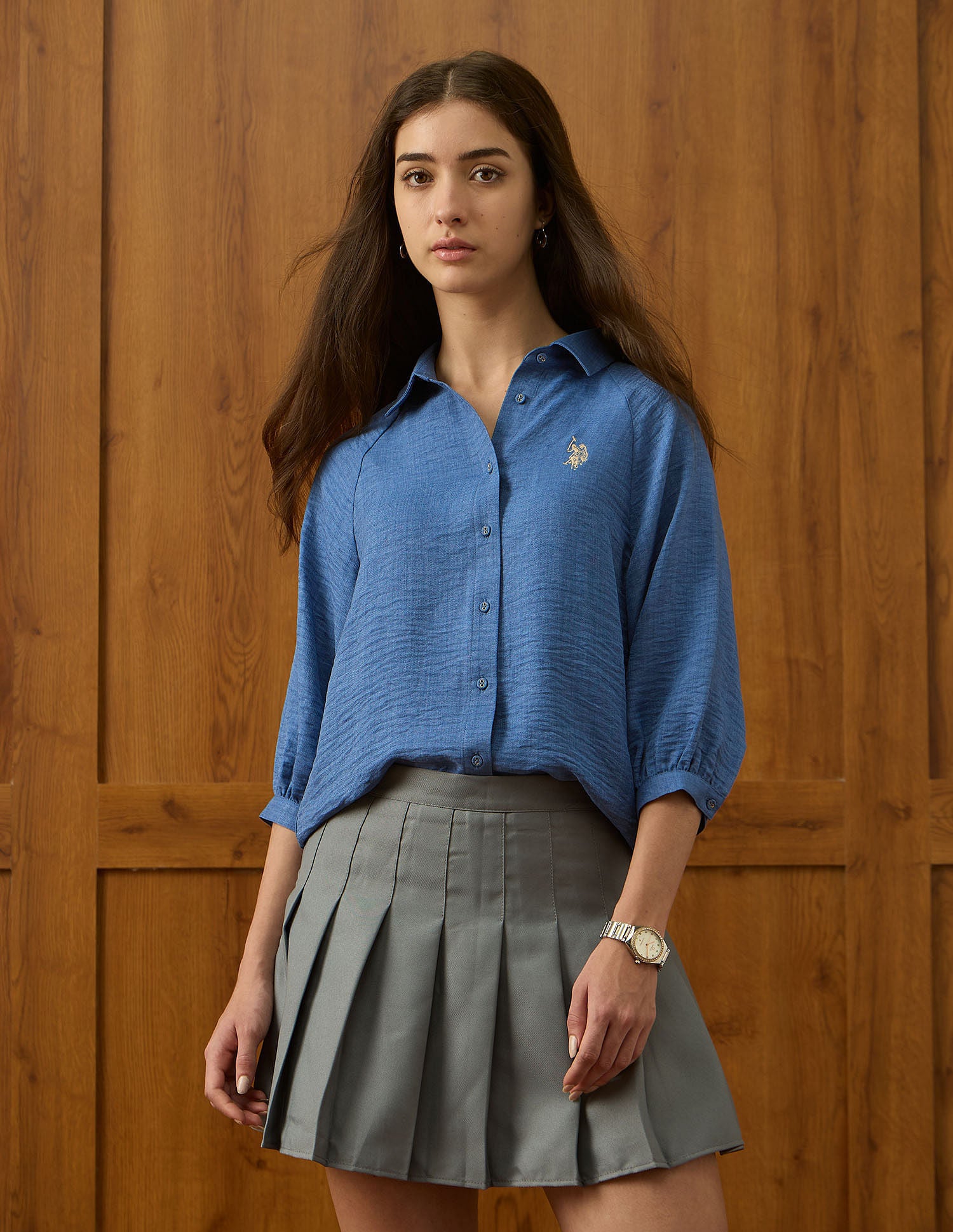 Regular Fit Solid Shirt Blue - U.S. POLO ASSN. | Large