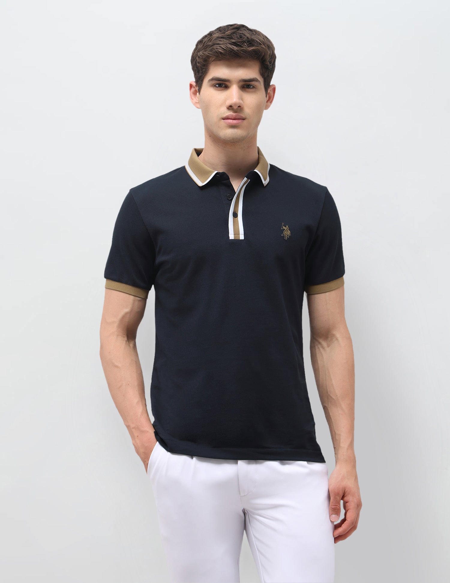 Solid Slim Fit Polo Shirt Navy - U.S. Polo Assn. India | Large