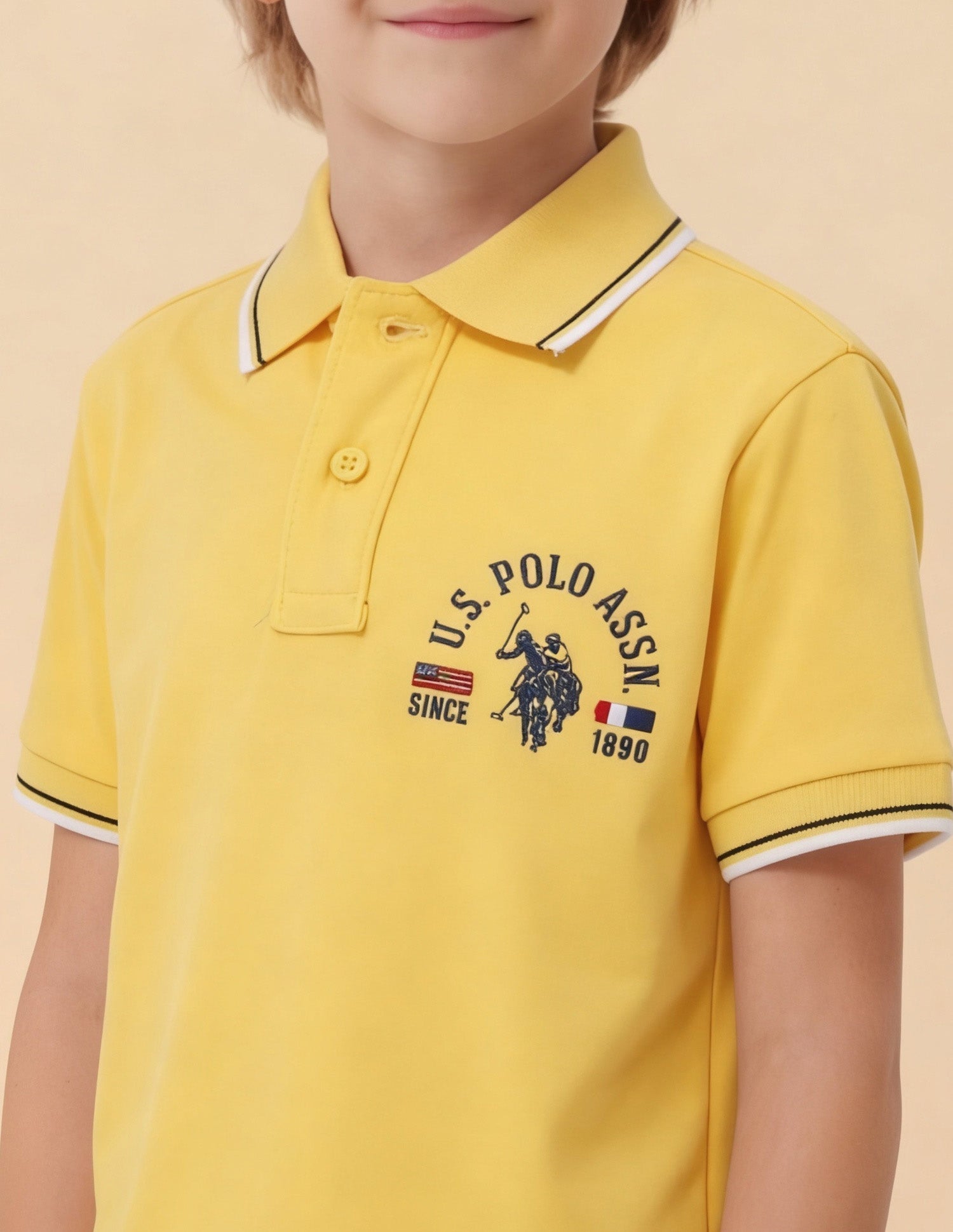 Graphic Brand Printed Regular Fit Polo Shirt Light Yellow - U.S. Polo Assn. India | Large