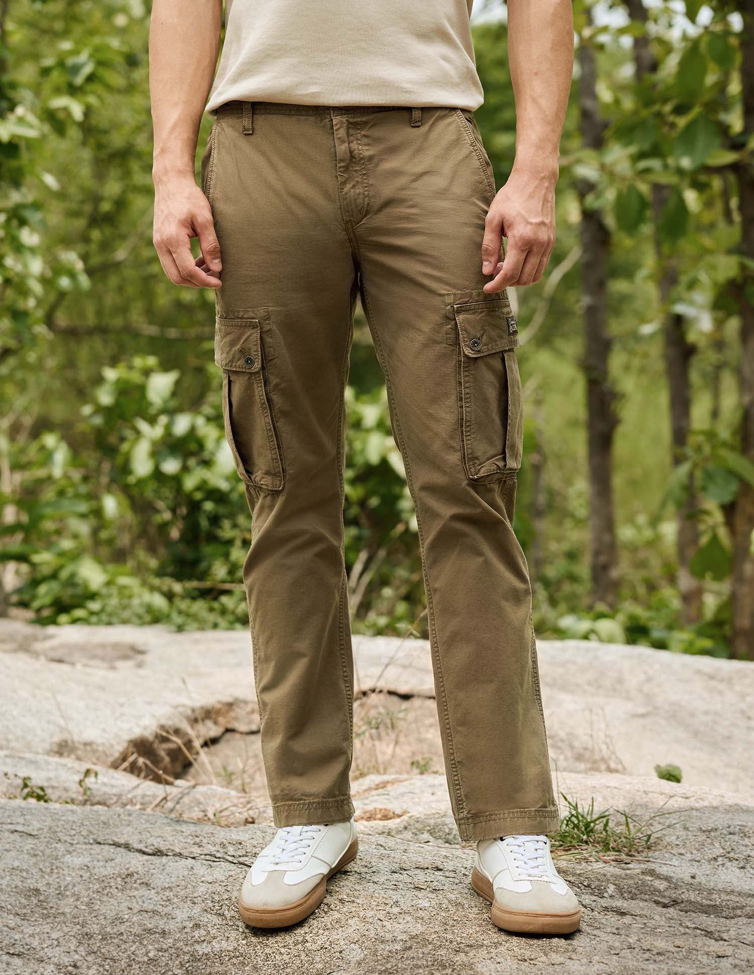 Mid Rise Straight Fit Twill Cargos Tan - U.S. Polo Assn. India | Large
