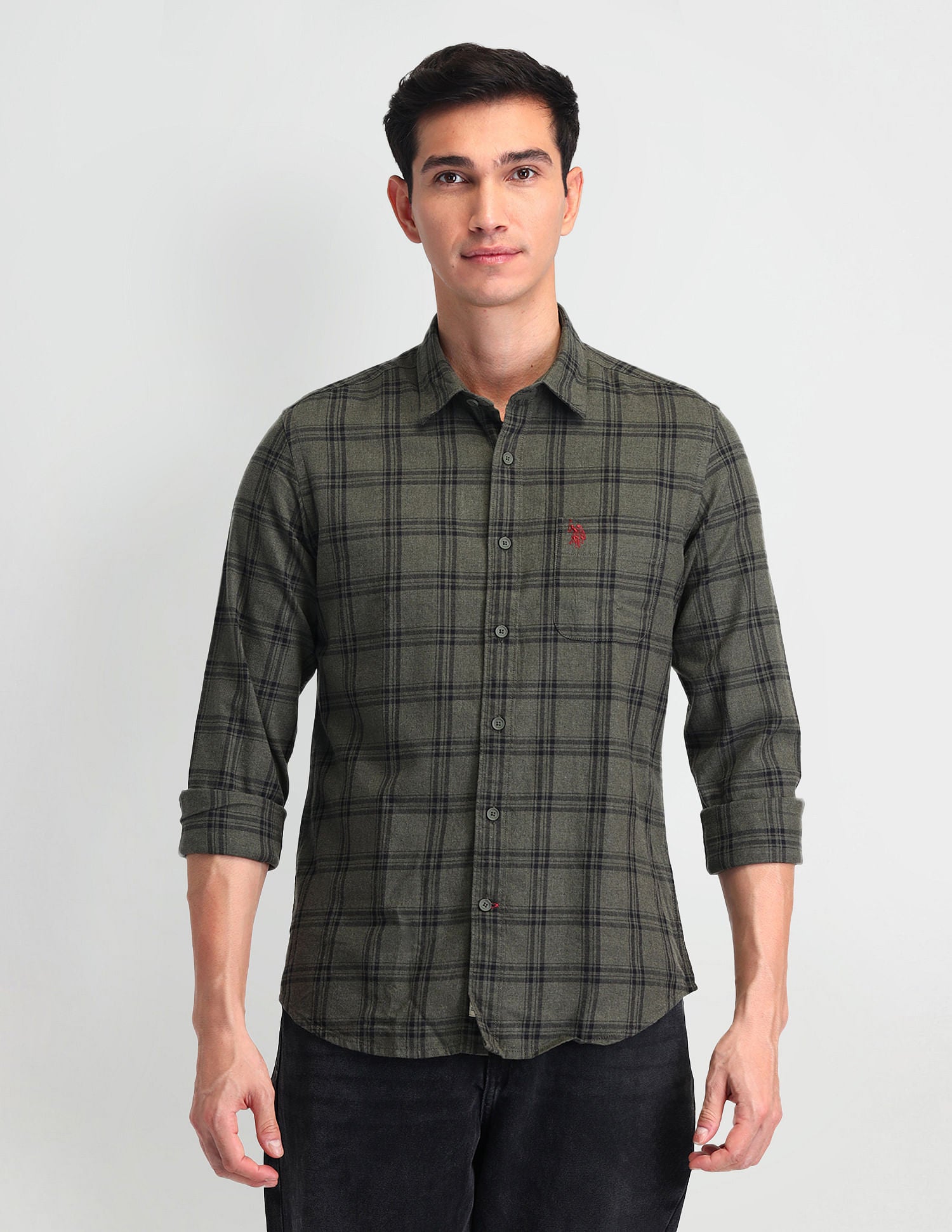 Tartan Check Regular Fit Shirt Olive - U.S. Polo Assn. India | Large