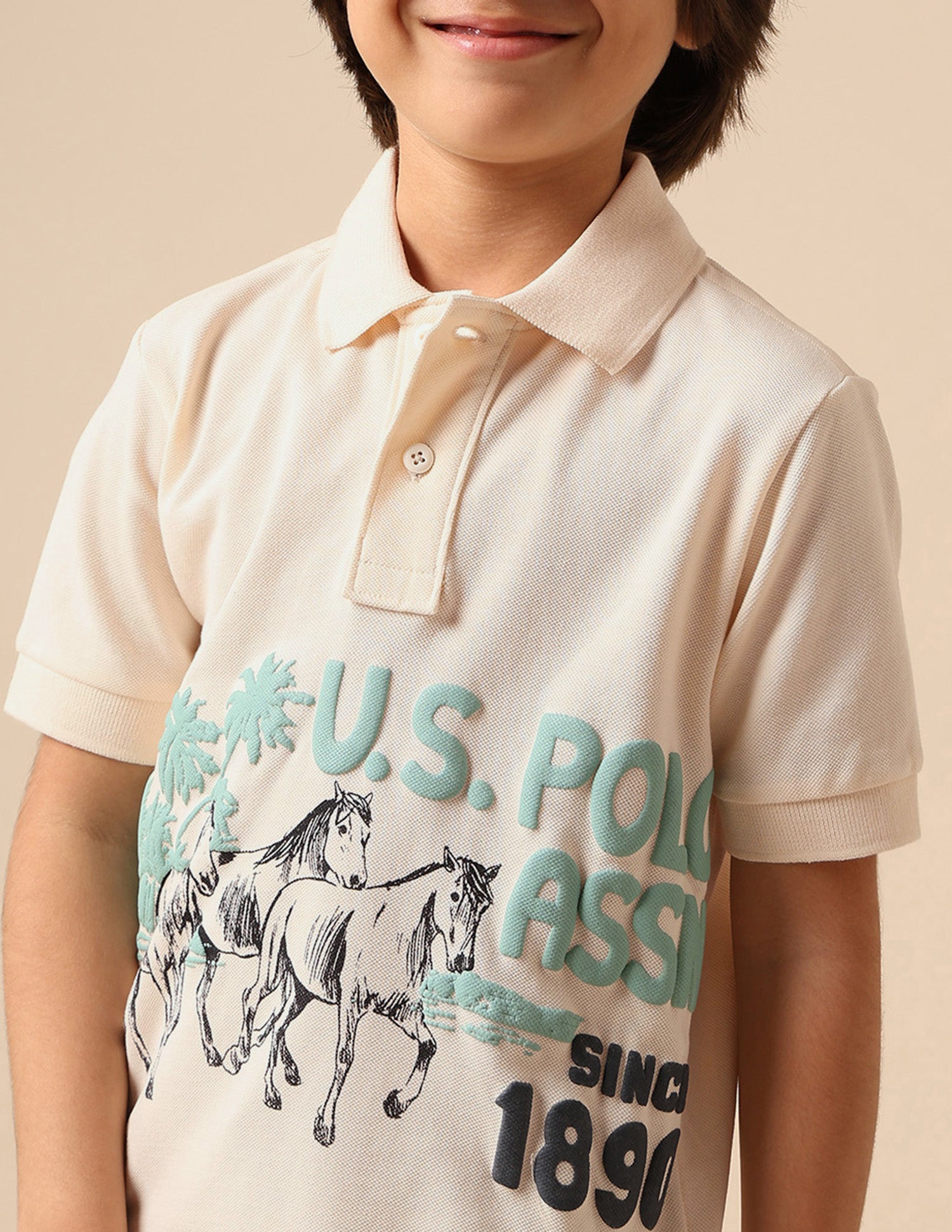 Boys Graphic Brand Printed Polo Shirt White - U.S. POLO ASSN. | Large