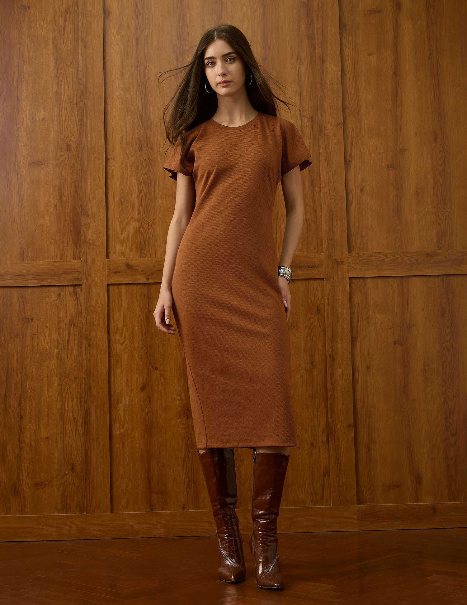 Textured Sheath Dress Rust - U.S. POLO ASSN. | Large