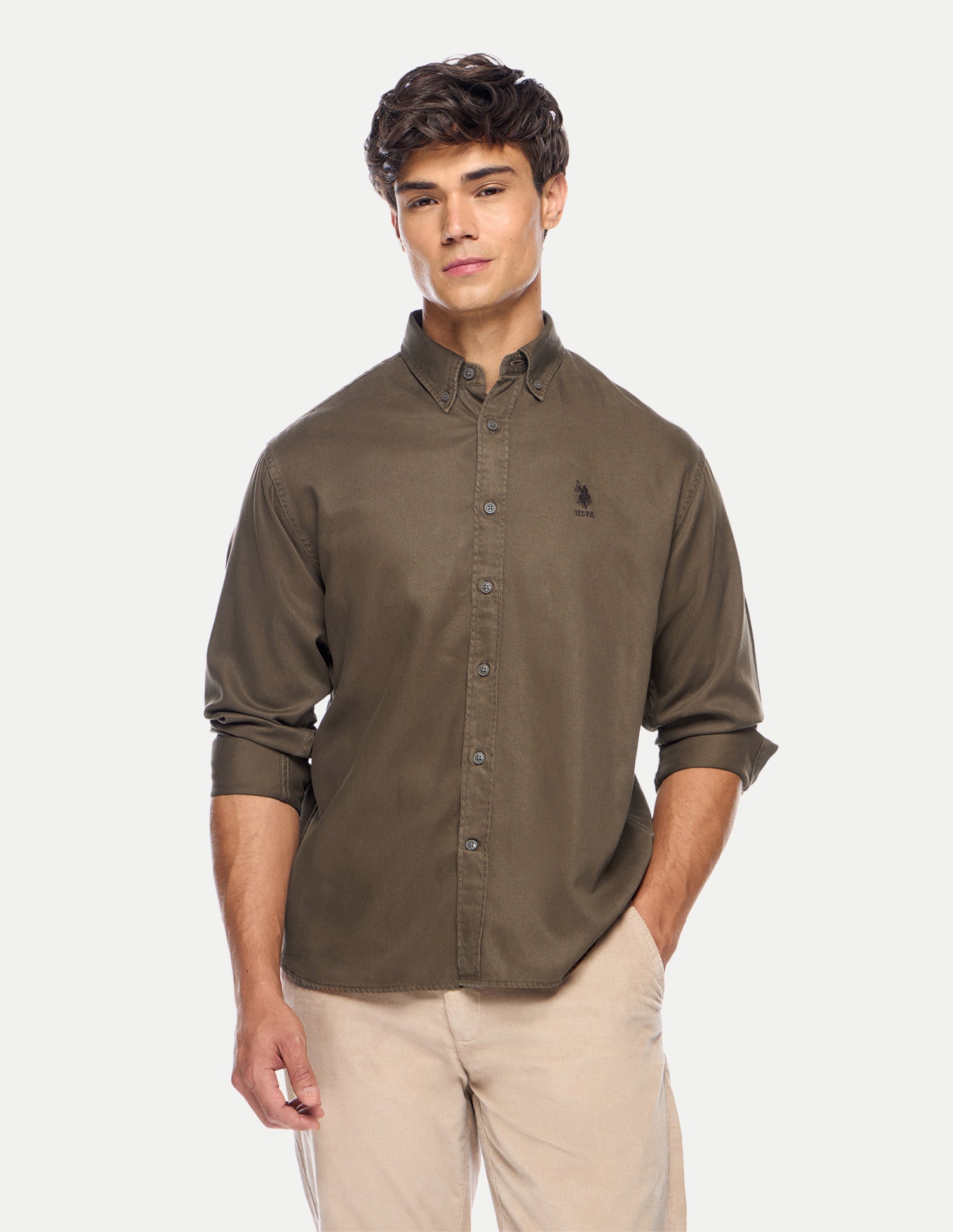Relaxed Fit Button Down Shirt Brown - U.S. Polo Assn. India | Large