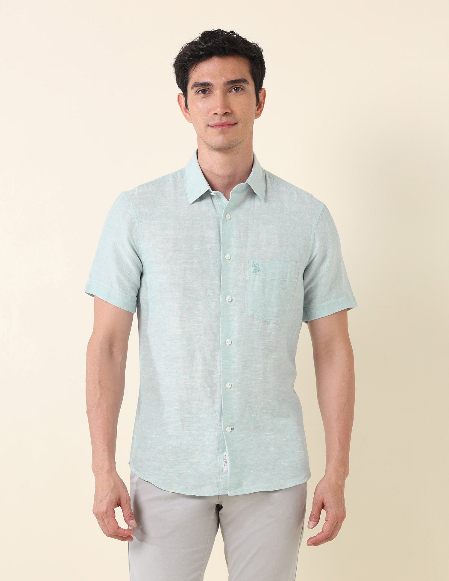 Textured Tailored Fit Shirt Aqua - U.S. Polo Assn. India | Large