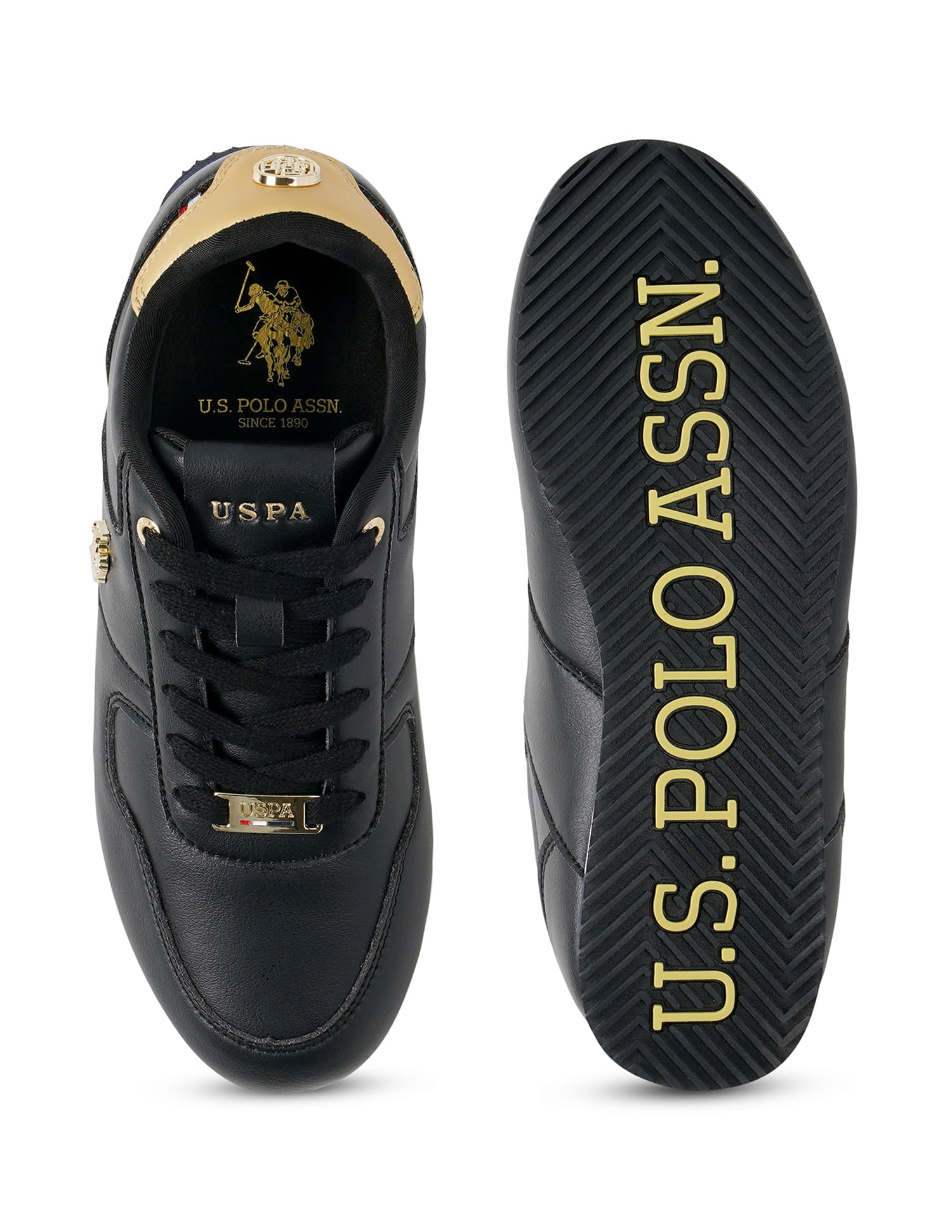 Women Lace Ups Logo Sorrento 2.0 Sneakers Black - U.S. Polo Assn. India | Large
