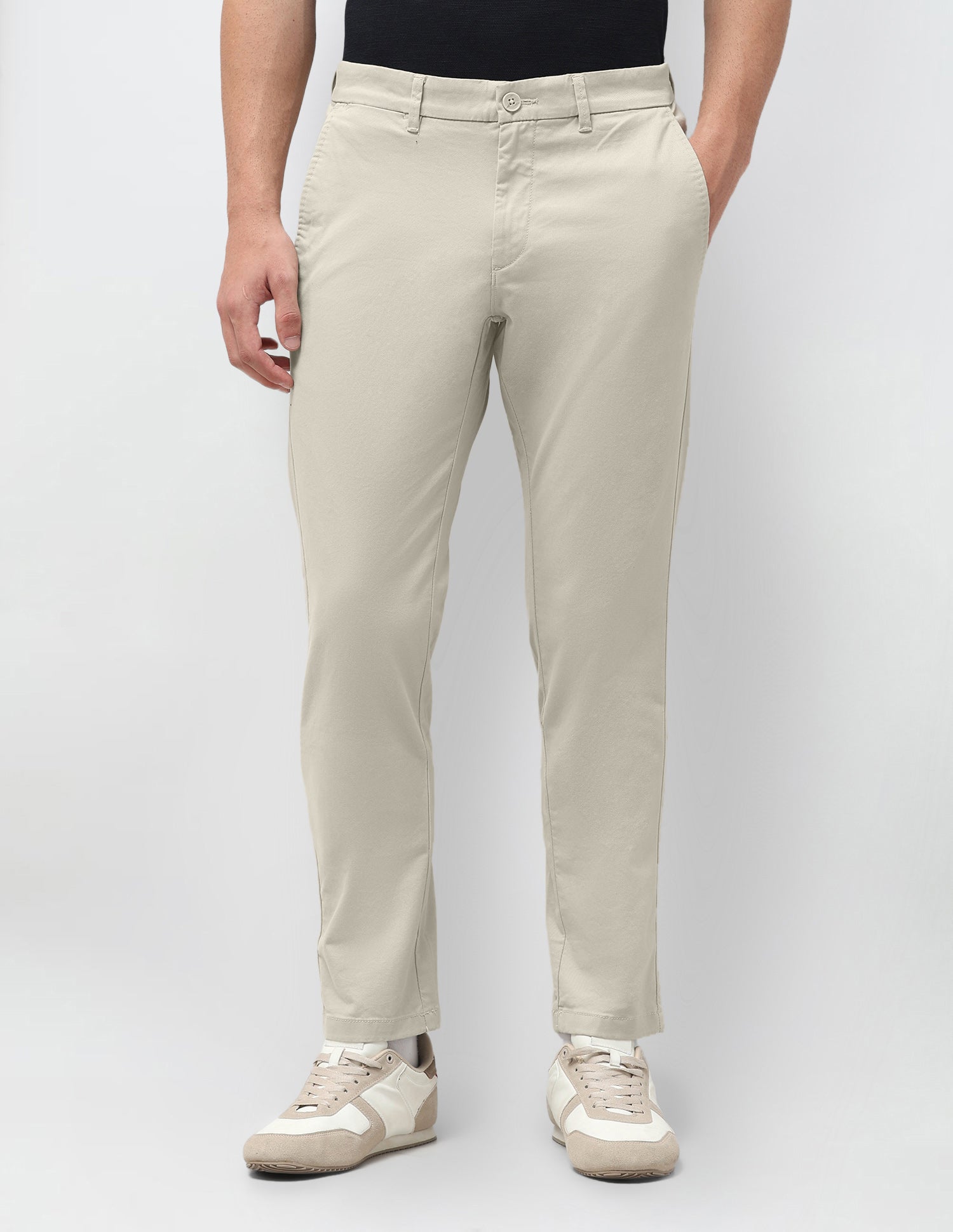 Slim Fit Satin Trousers Stone - U.S. Polo Assn. India | Large