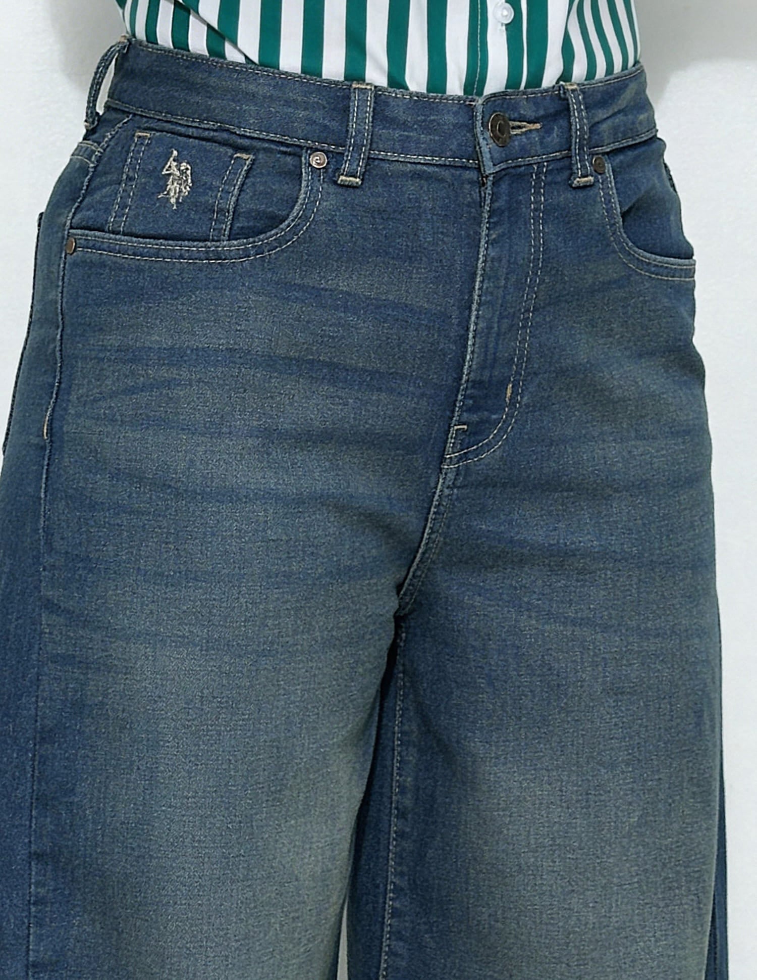 High Rise Baggy Fit Jeans Blue - U.S. Polo Assn. India | Large