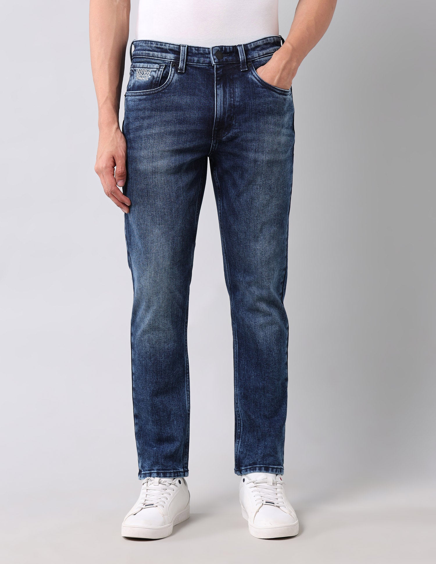 Cole Comfort Cropped Fit Blue Jeans Blue - U.S. Polo Assn. India | Large