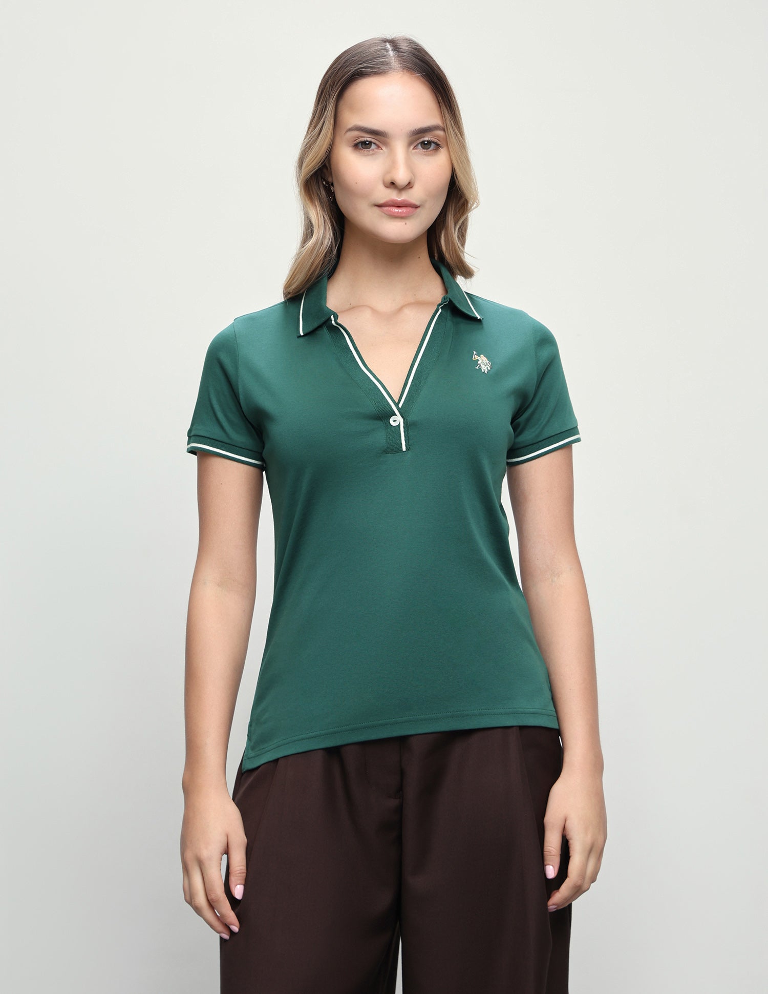 Solid Regular Fit Polo Shirt Green - U.S. Polo Assn. India | Large